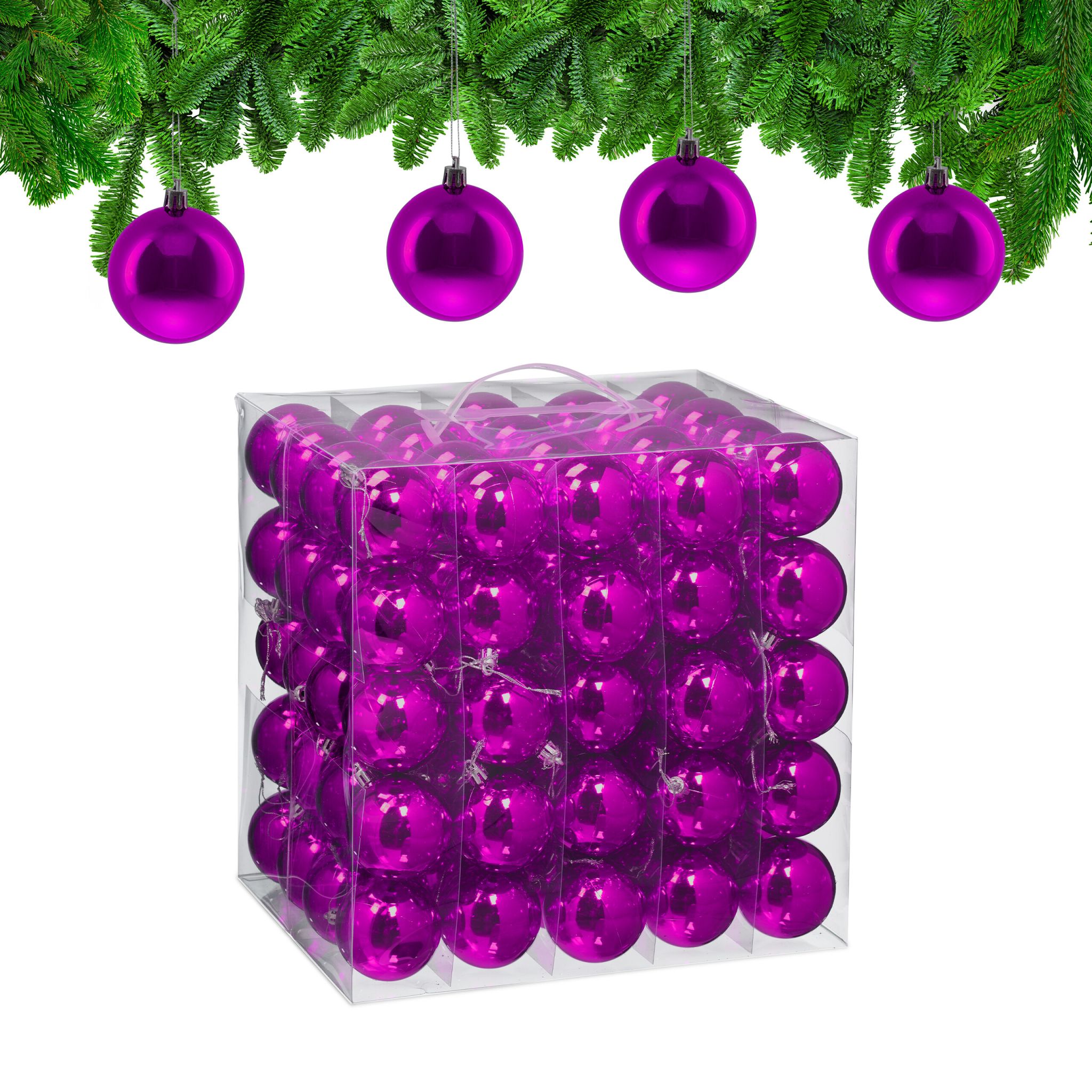 Weihnachtskugeln 100er-Set Glänzend Pink-Silber