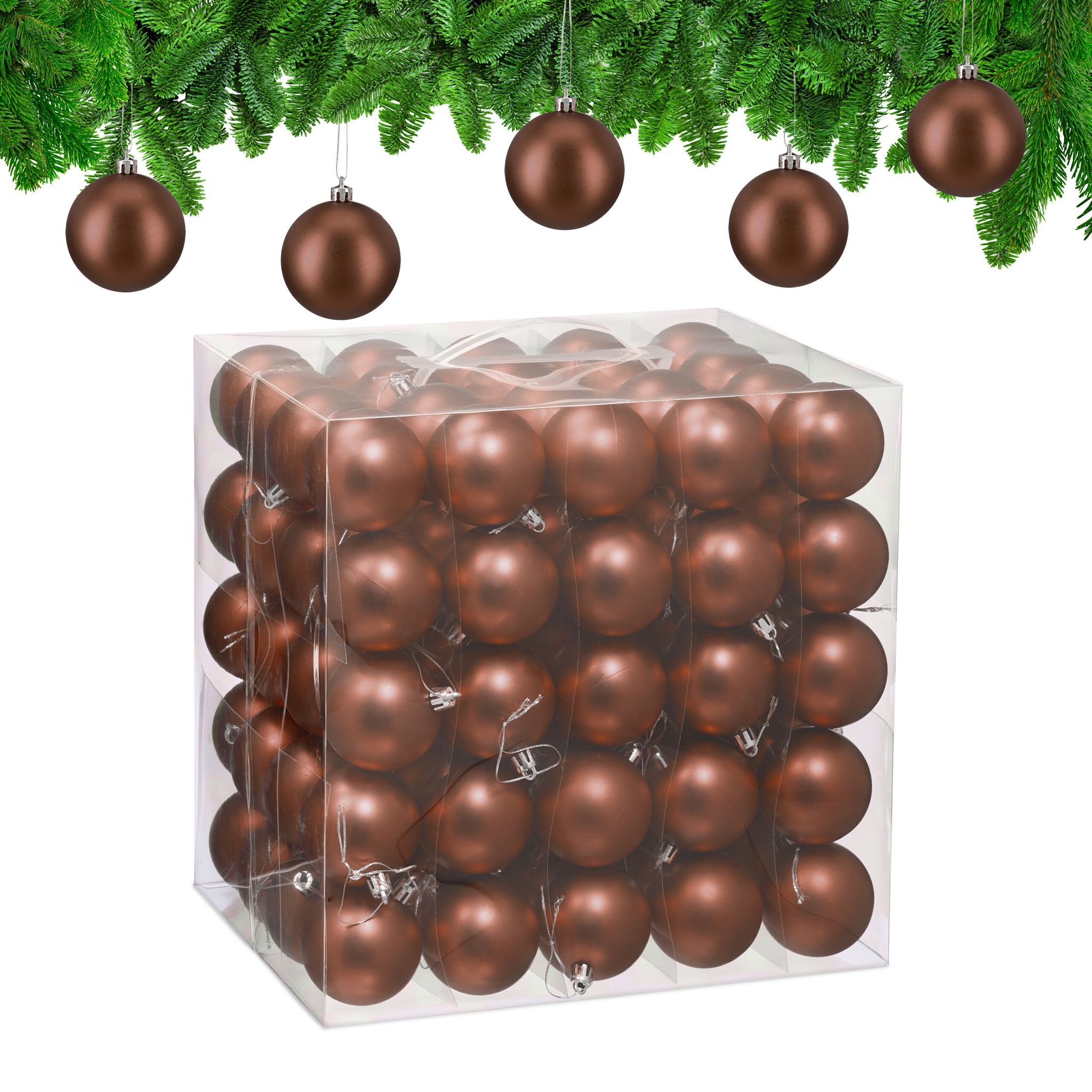 Weihnachtskugeln 100er-Set Matt Braun-Silber