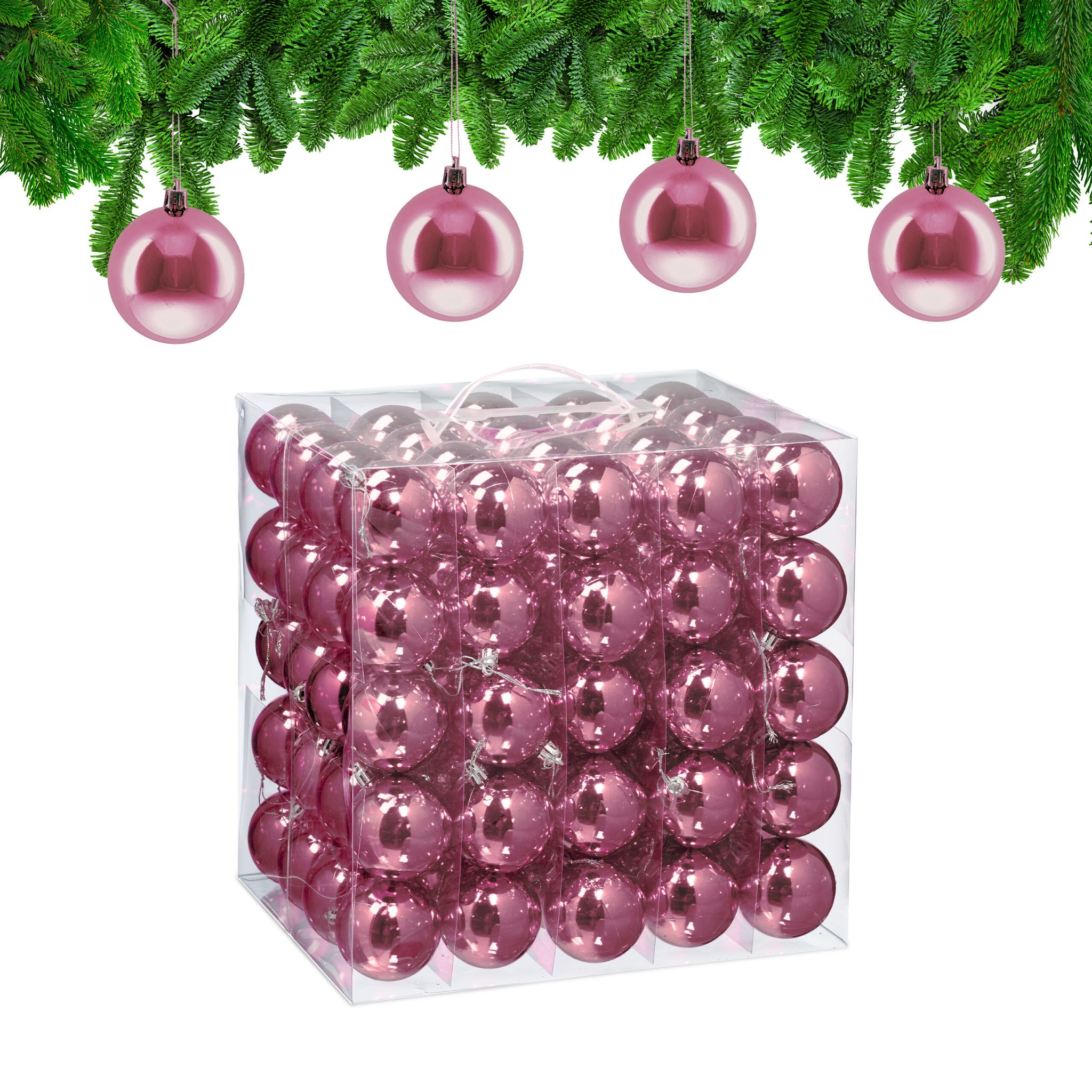 Weihnachtskugeln 100er-Set Glänzend Rosa-Silber