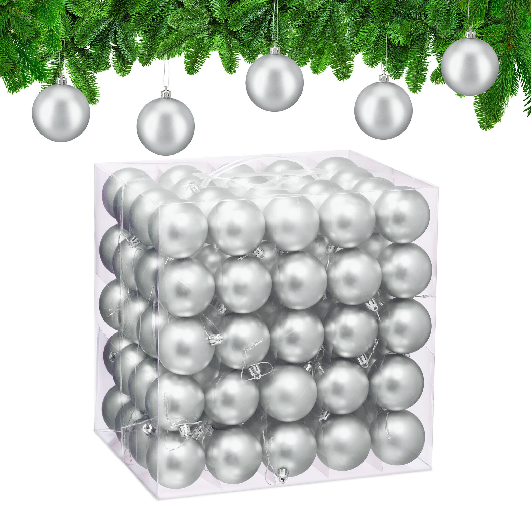 Weihnachtskugeln 100er-Set Matt Silber