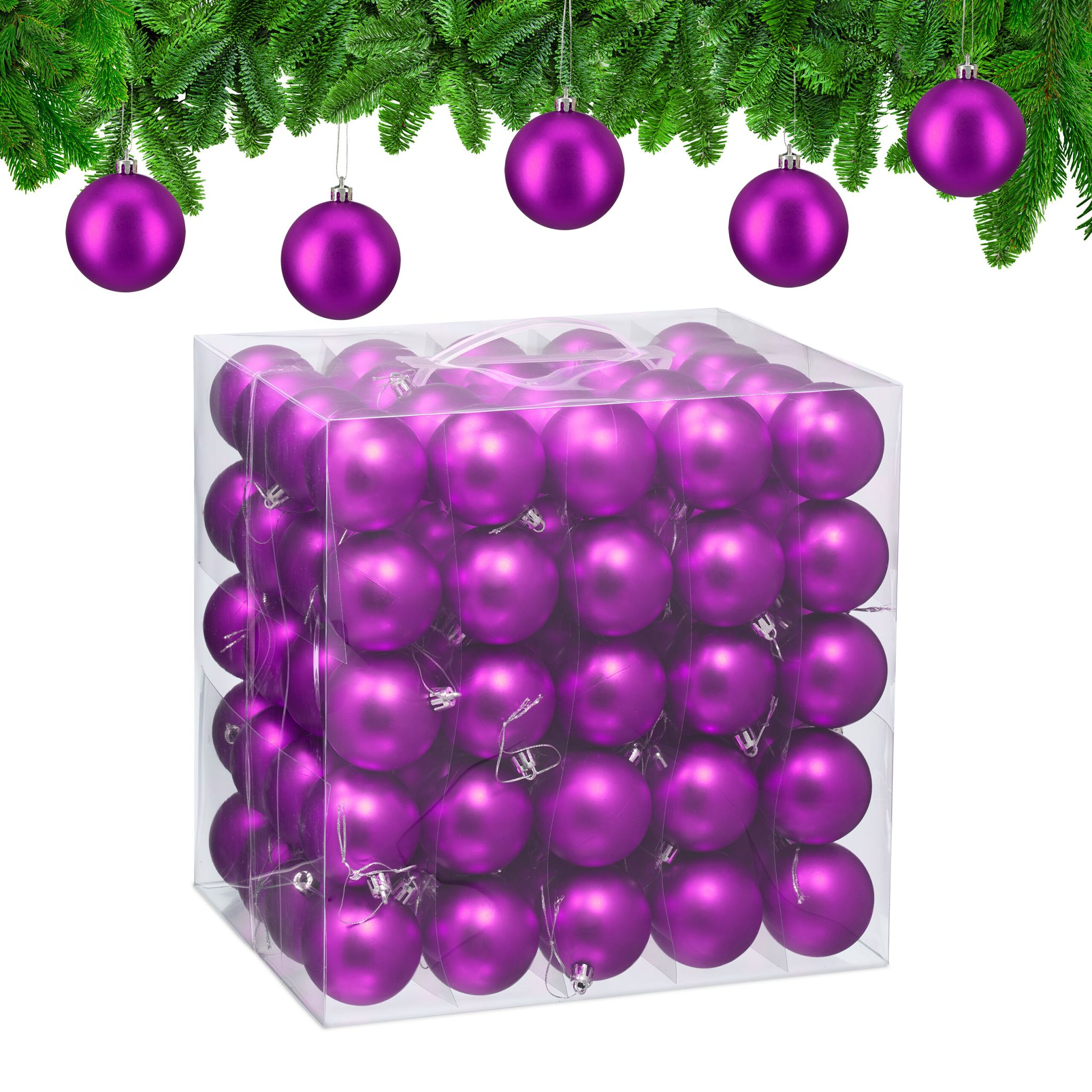 Weihnachtskugeln 100er-Set Matt Pink-Silber