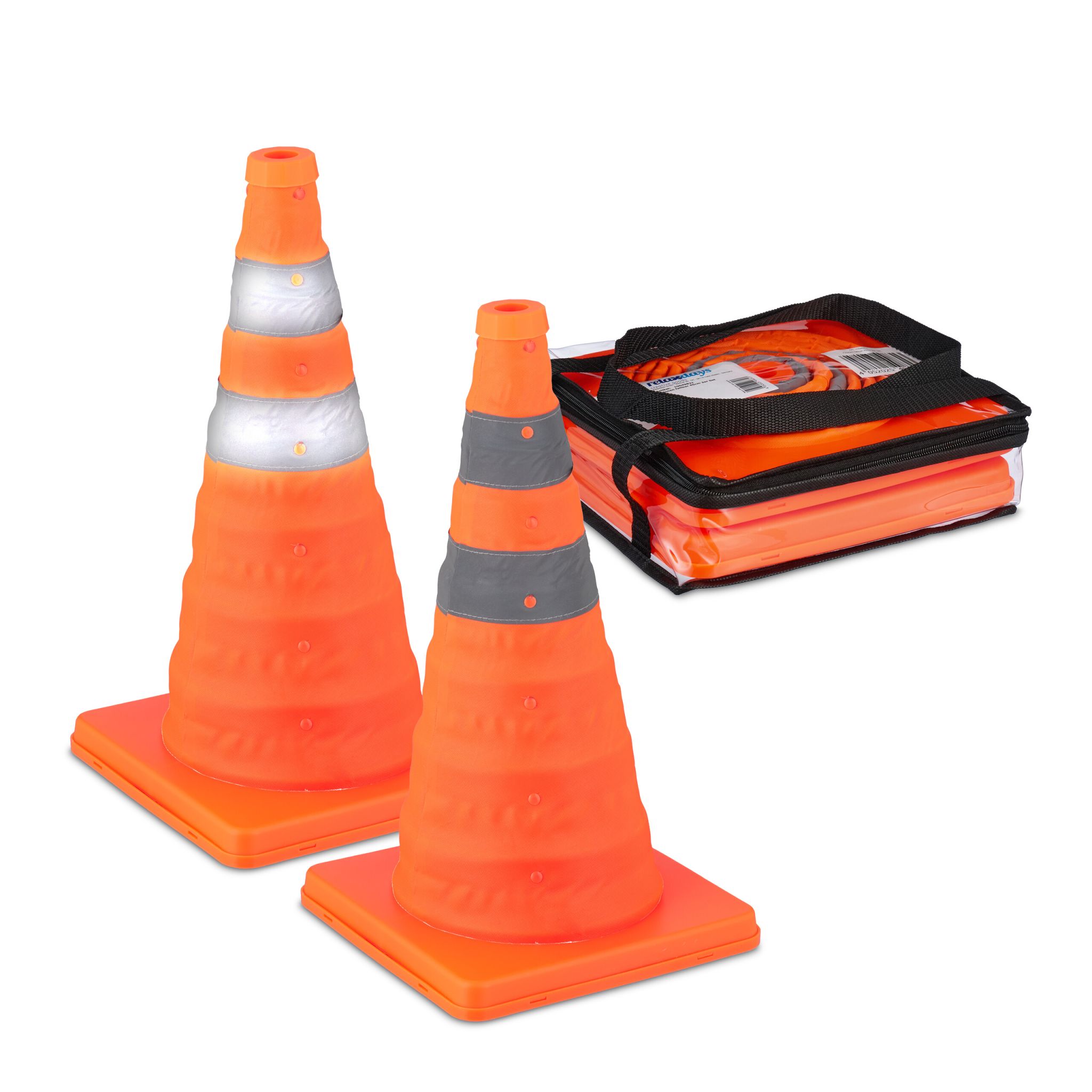 Faltbare Pylonen 2er-Set Orange-Silber