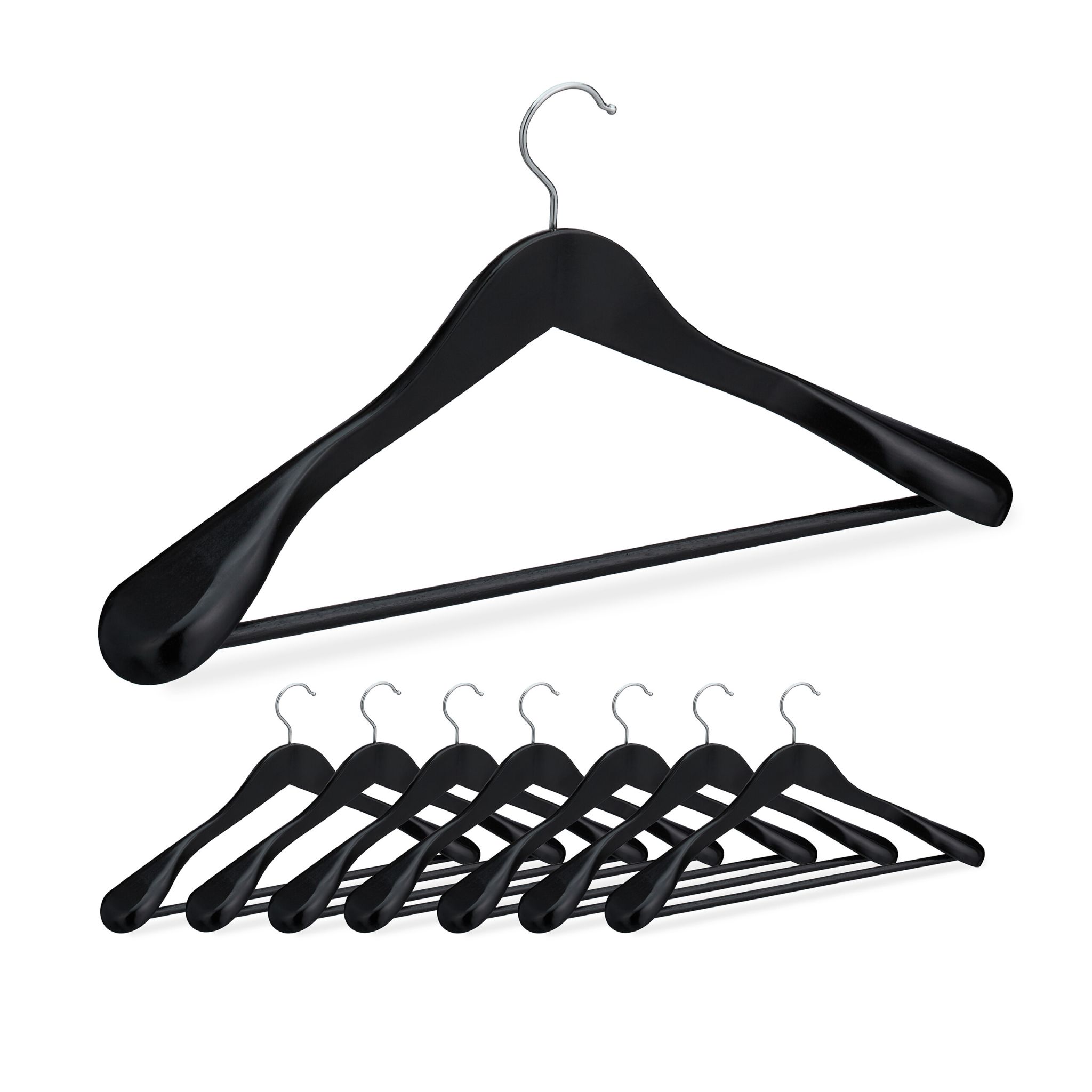 Anzug Kleiderbügel 8er-Set Schwarz-Silber