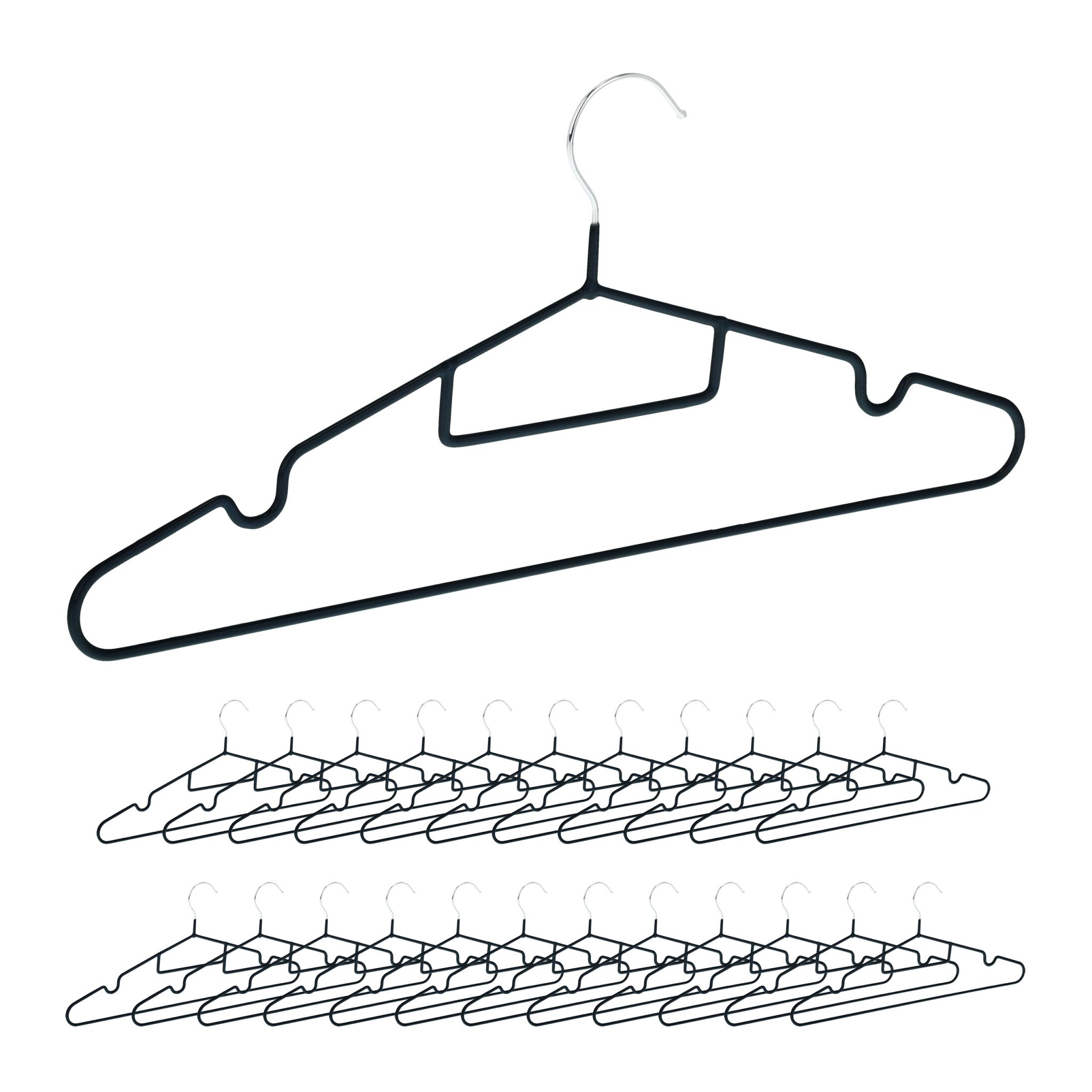 Gummierte Kleiderbügel 24er-Set Schwarz-Silber