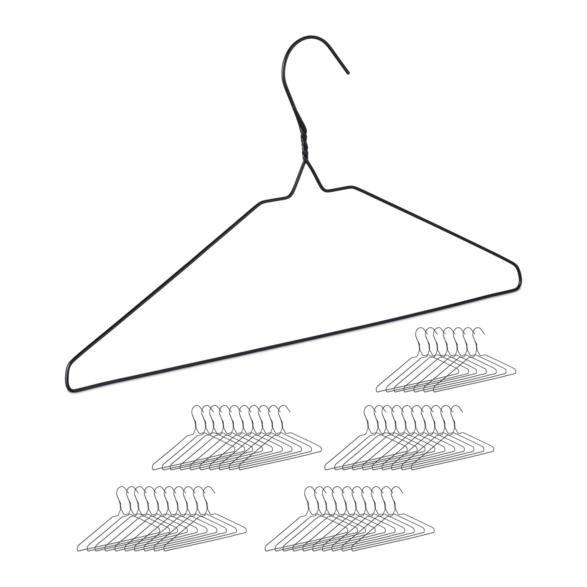 Drahtbügel 48er-Set Schwarz
