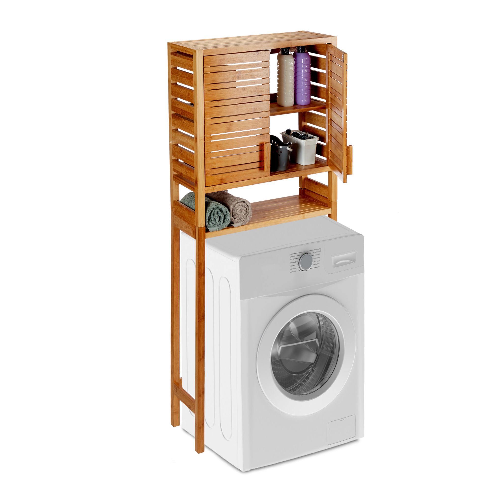 Waschmaschinenschrank Bambus Hellbraun