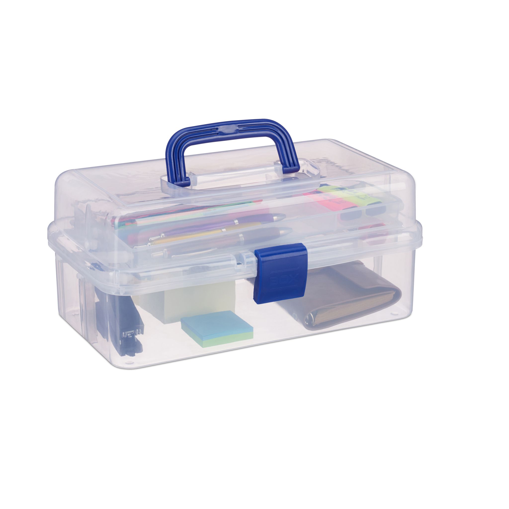 Aufbewahrungsbox mit 9 Fächern Blau-Transparent