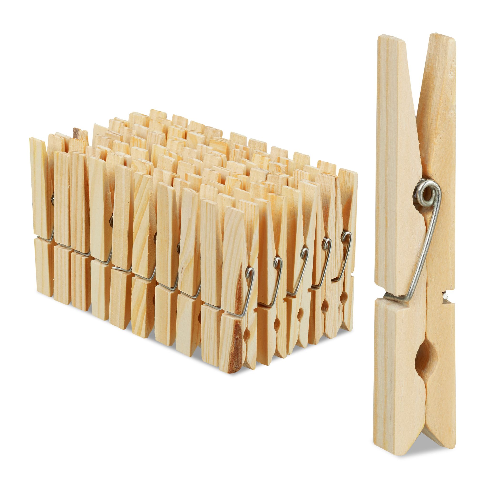Wäscheklammern Holz 100er-Set Hellbraun
