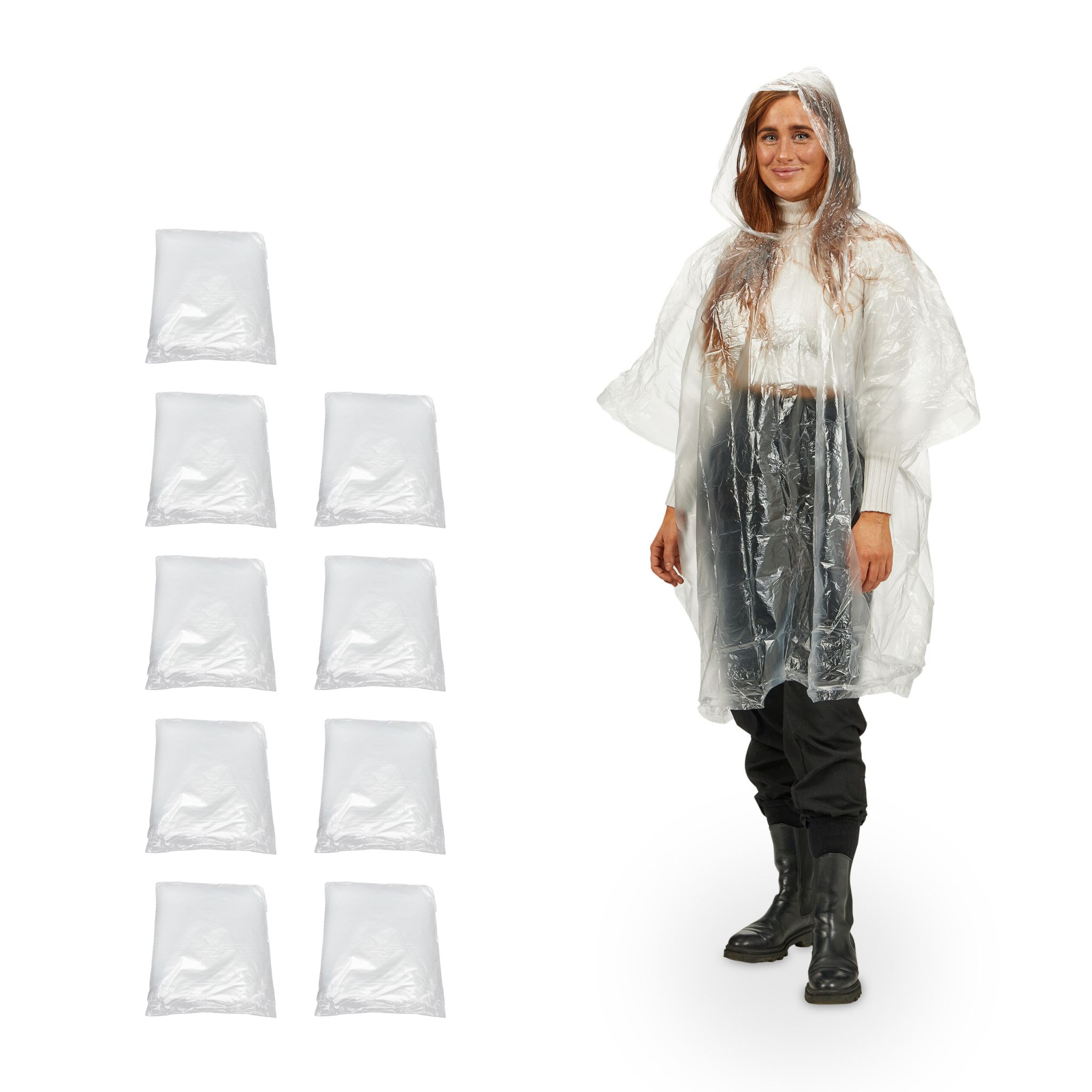 Einweg Regenponcho 10er-Set Transparent