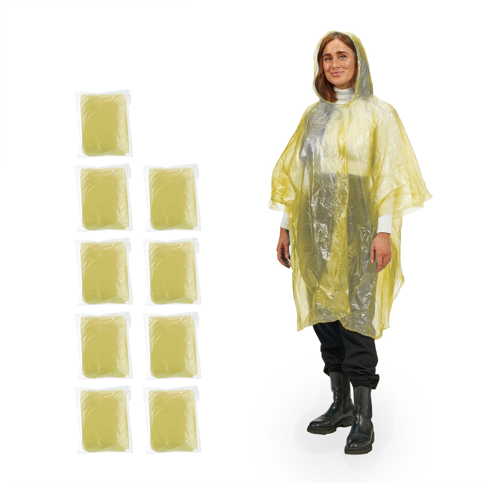 Einweg Regenponcho 10er-Set Gelb