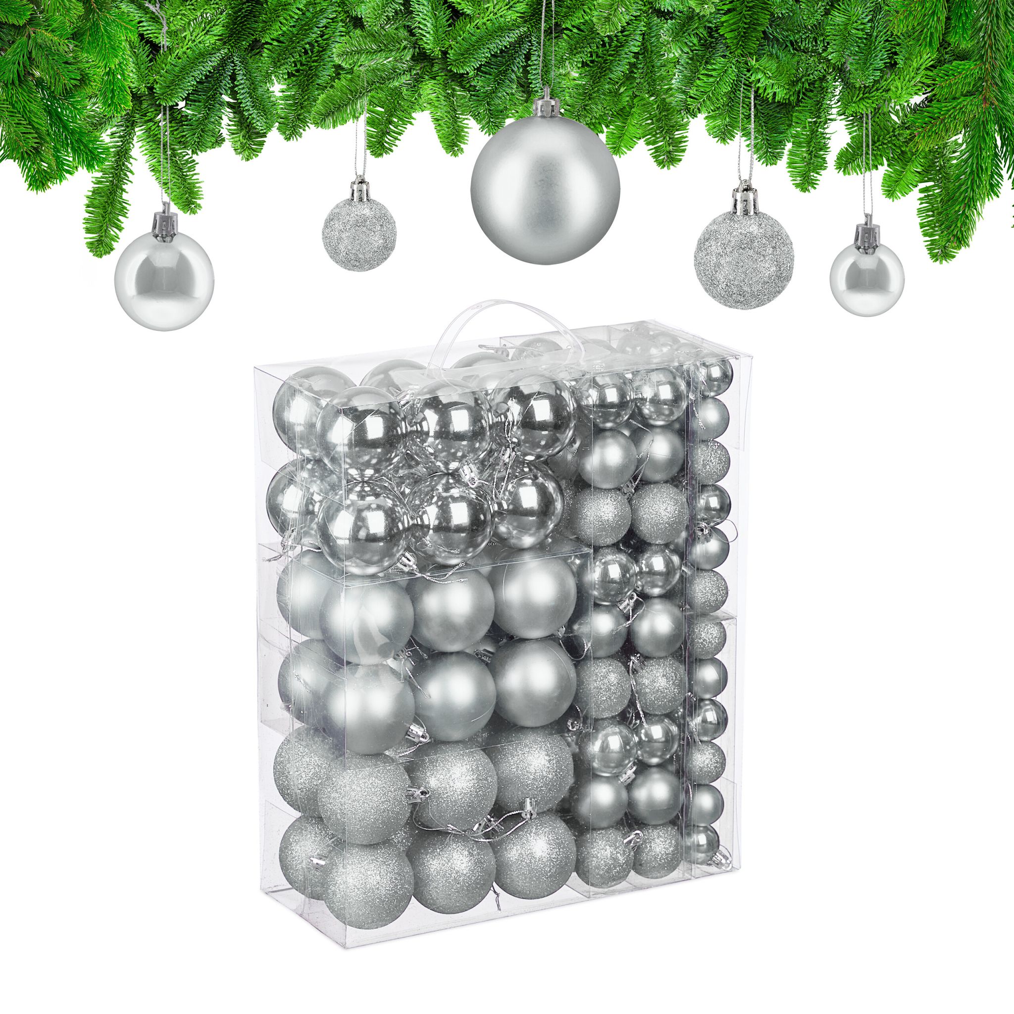 Weihnachtskugeln 138er-Set Silber