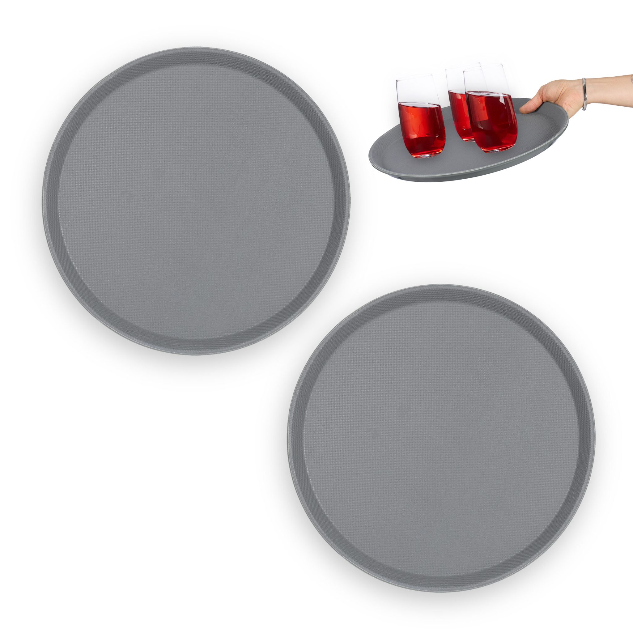 Rundes Serviertablett 2er-Set 35cm Grau