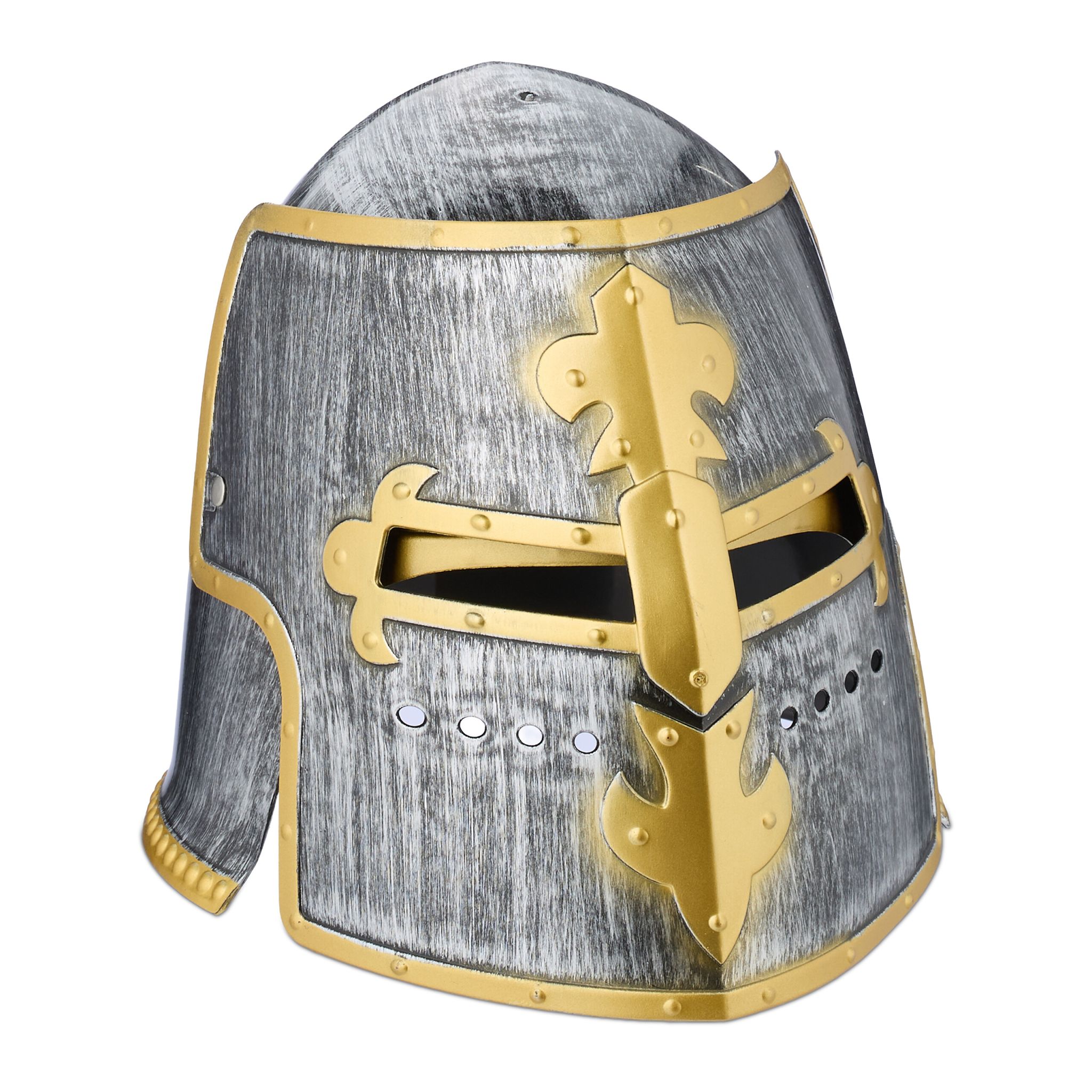Ritter Helm mit klappbarem Visier Anthrazit-Gold-Silber