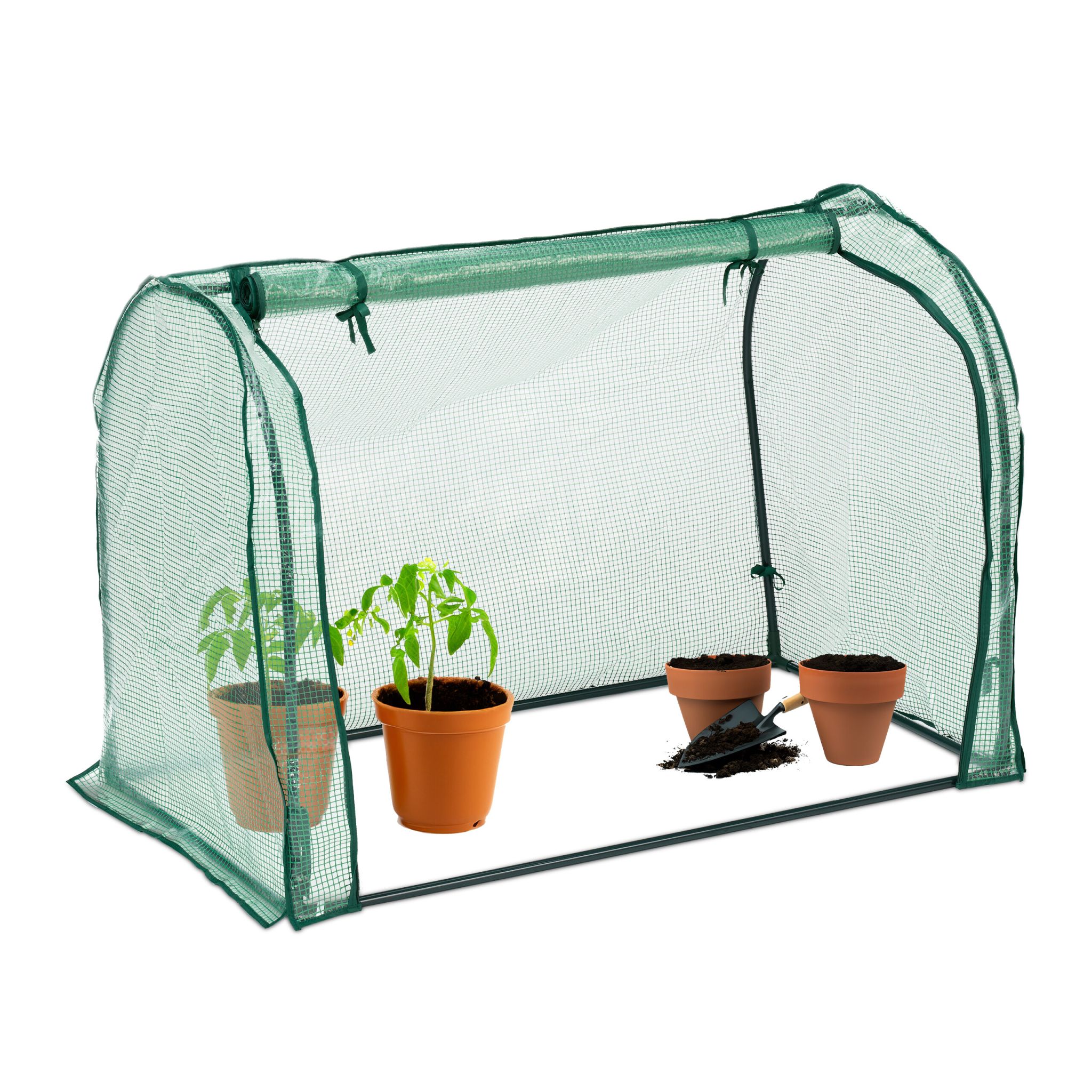 Foliengewächshaus mit Tür Dunkelgrün-Transparent