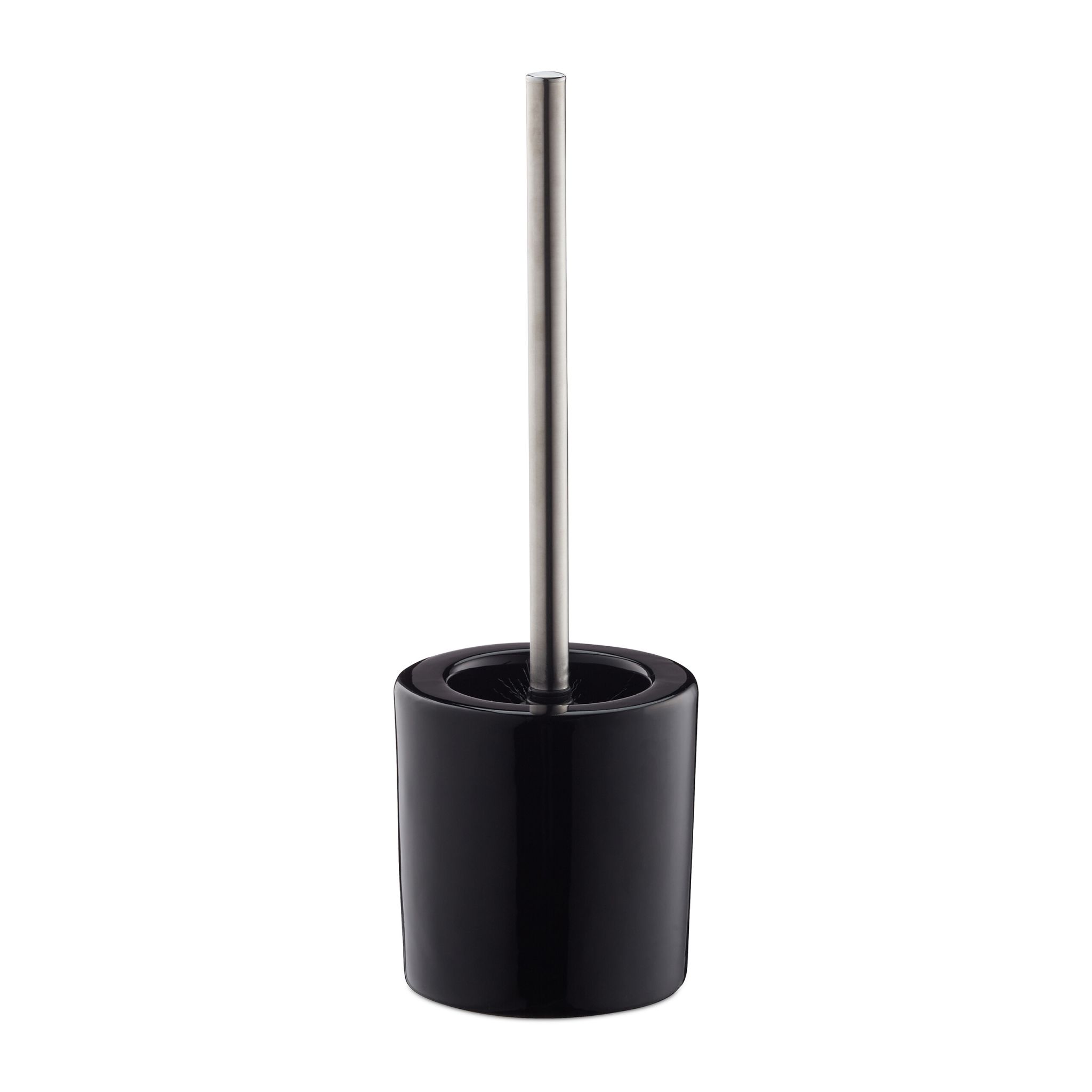 WC Garnitur Keramik Schwarz-Silber