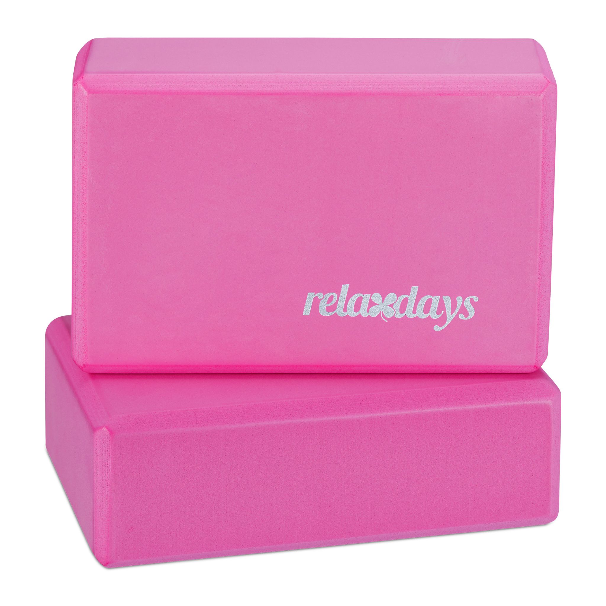 Yogablock 2er-Set Weiss-Rosa
