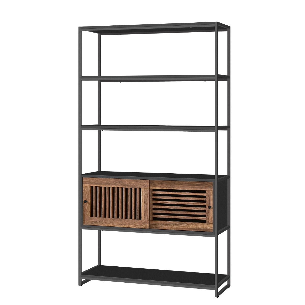 Bücherregal Sideboard 5 Ebenen mit Schiebetür