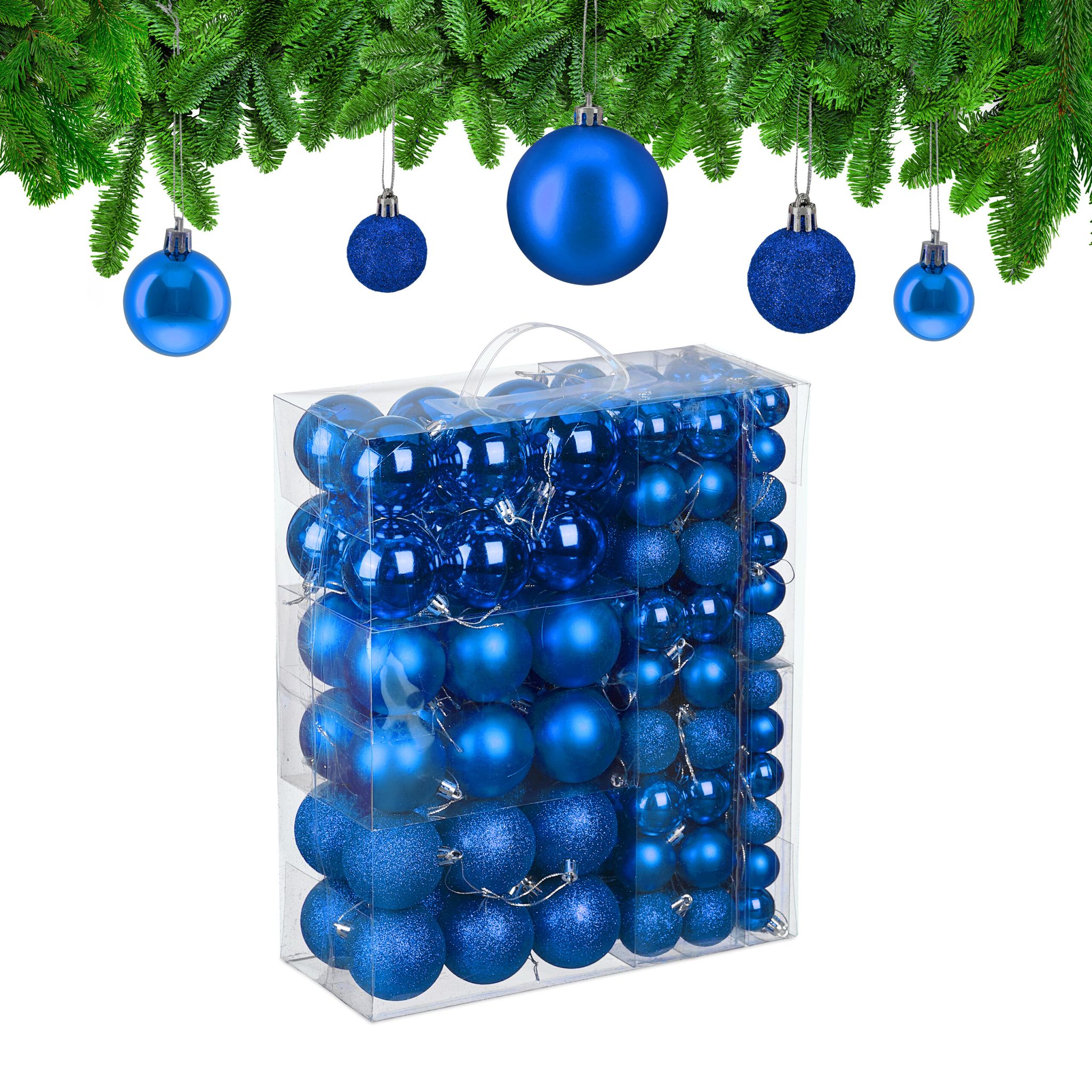 Weihnachtskugeln 138er-Set Blau-Silber