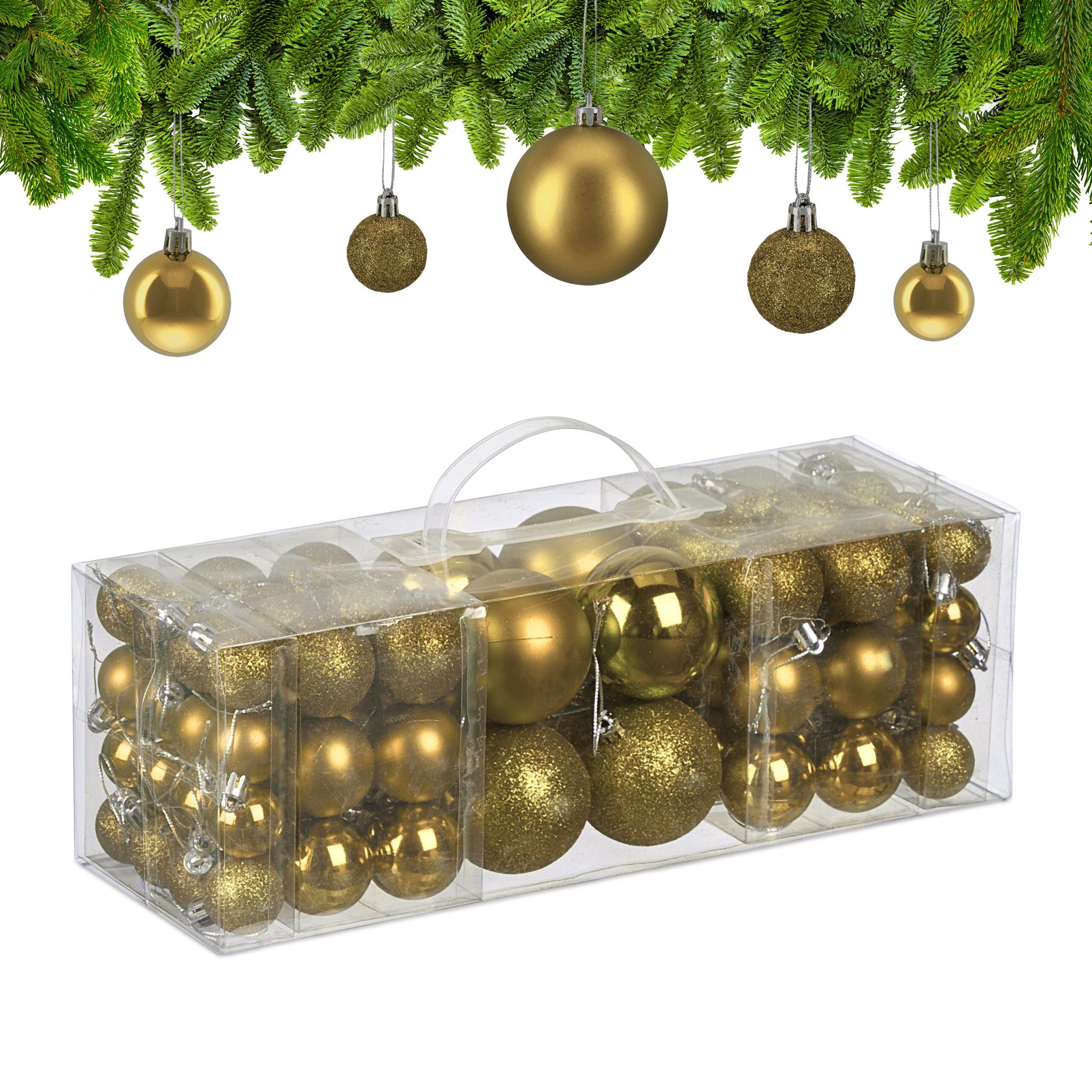 Weihnachtskugeln 76er-Set Gold-Silber