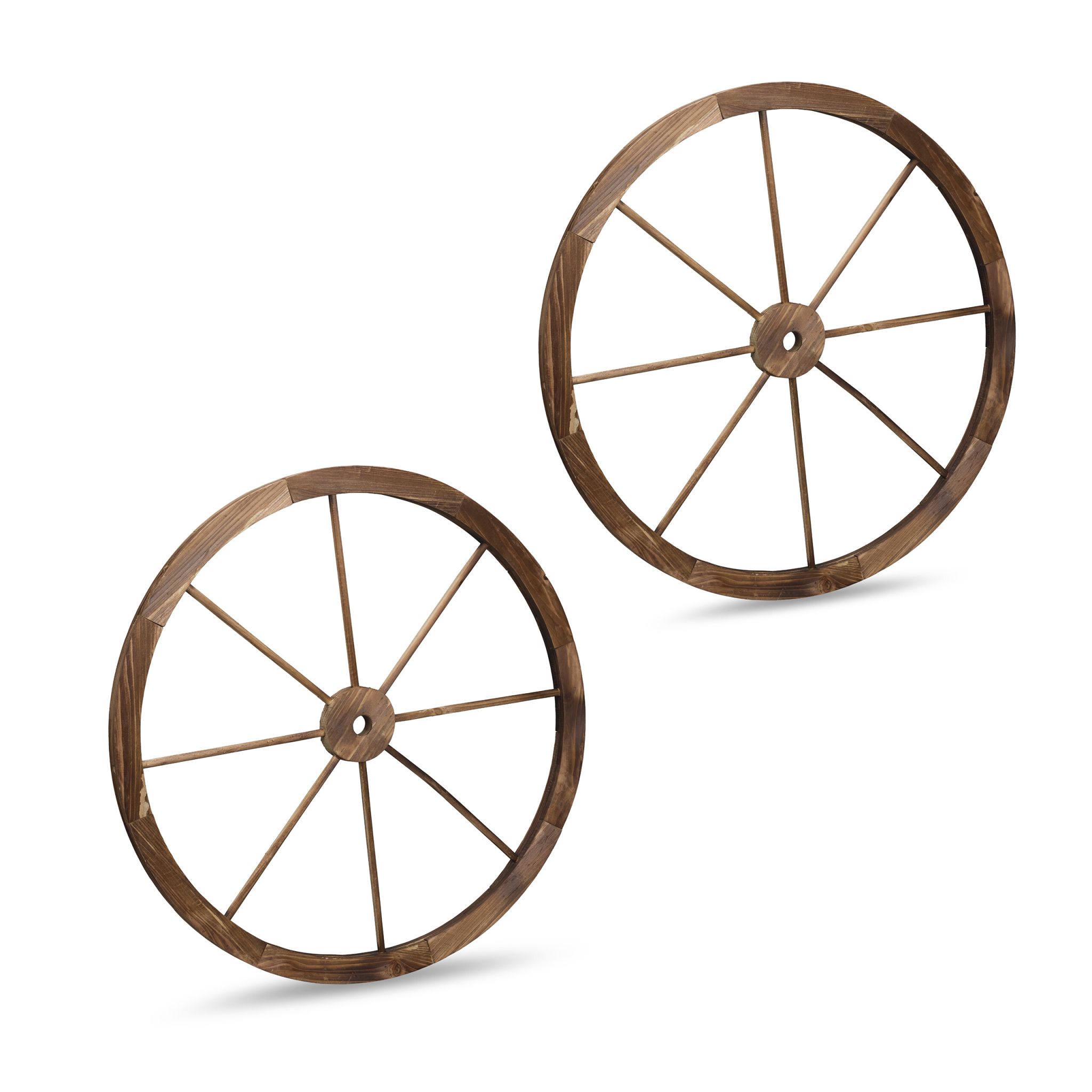 Wagenrad Holz 75cm 2er-Set Braun