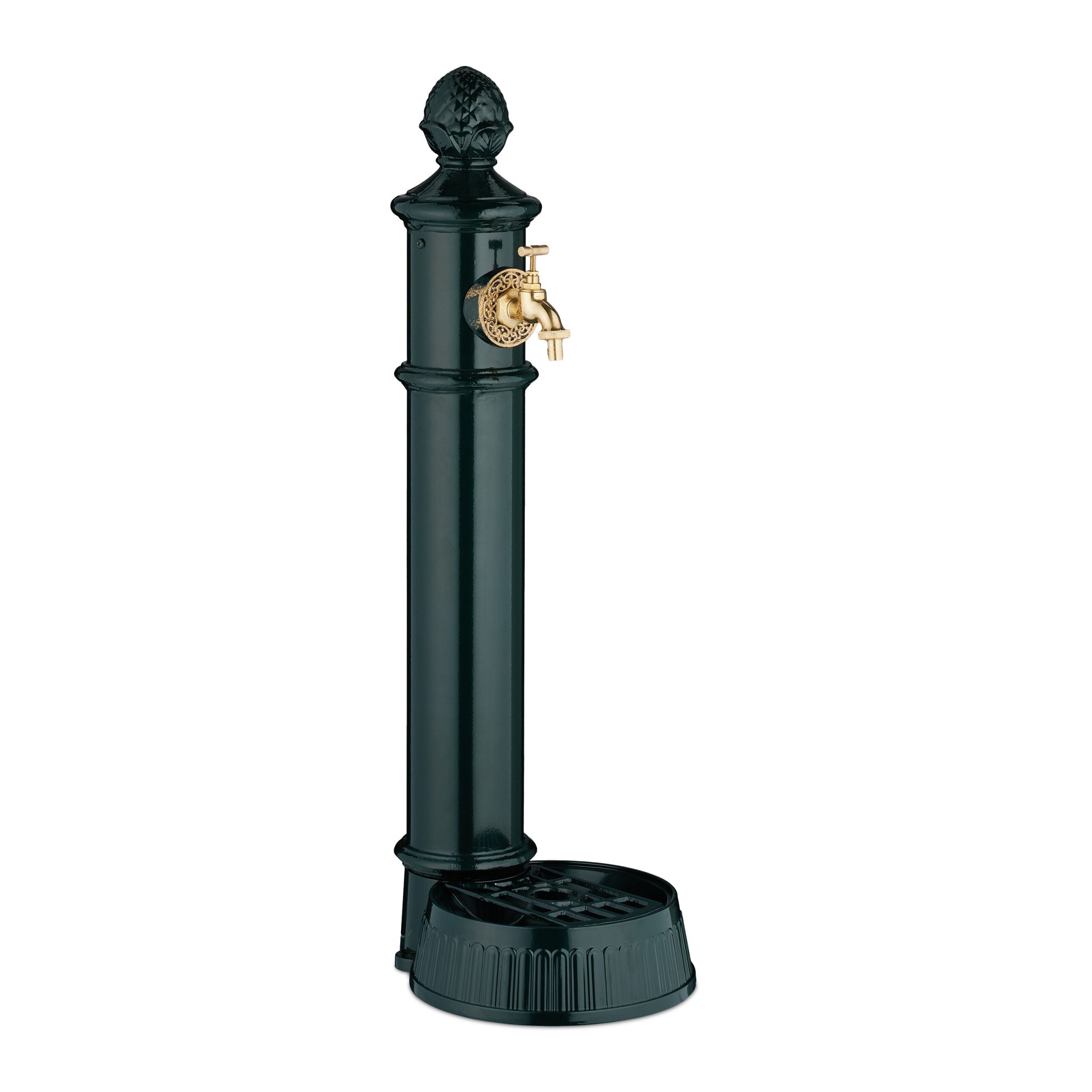 Standbrunnen antik 83cm Dunkelgrün-Gold