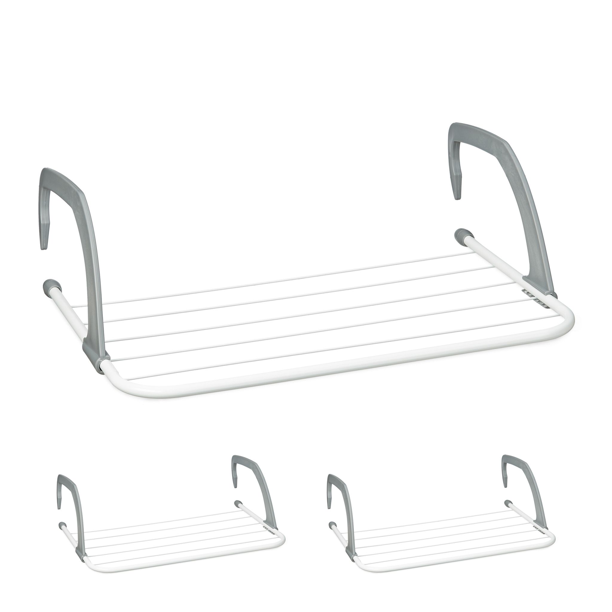 Wäscheständer Heizung 3er-Set Weiss-Grau