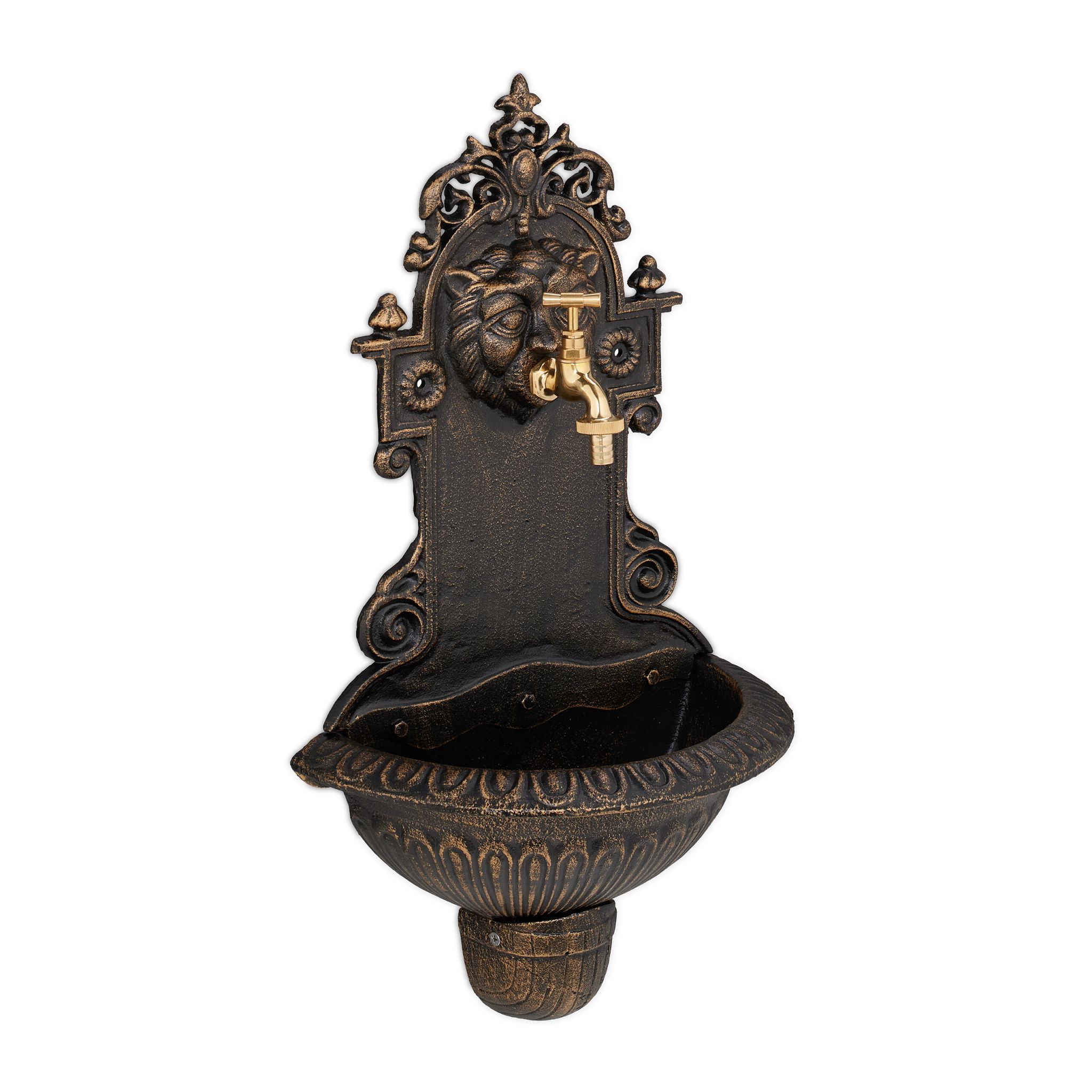 Wandbrunnen mit Wasserspeier Gold-Kupfer