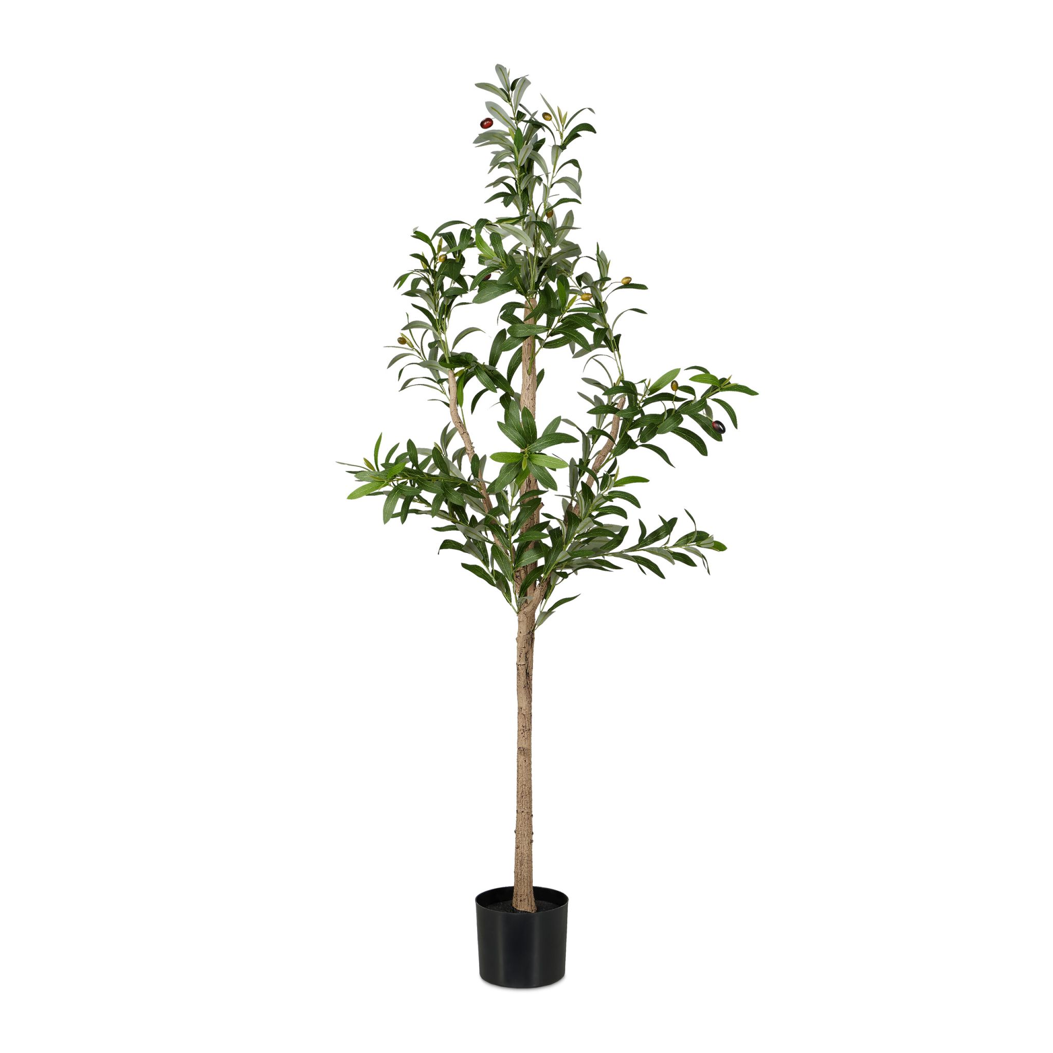 Künstlicher Olivenbaum Dunkelgrün-Hellbraun-Schwarz