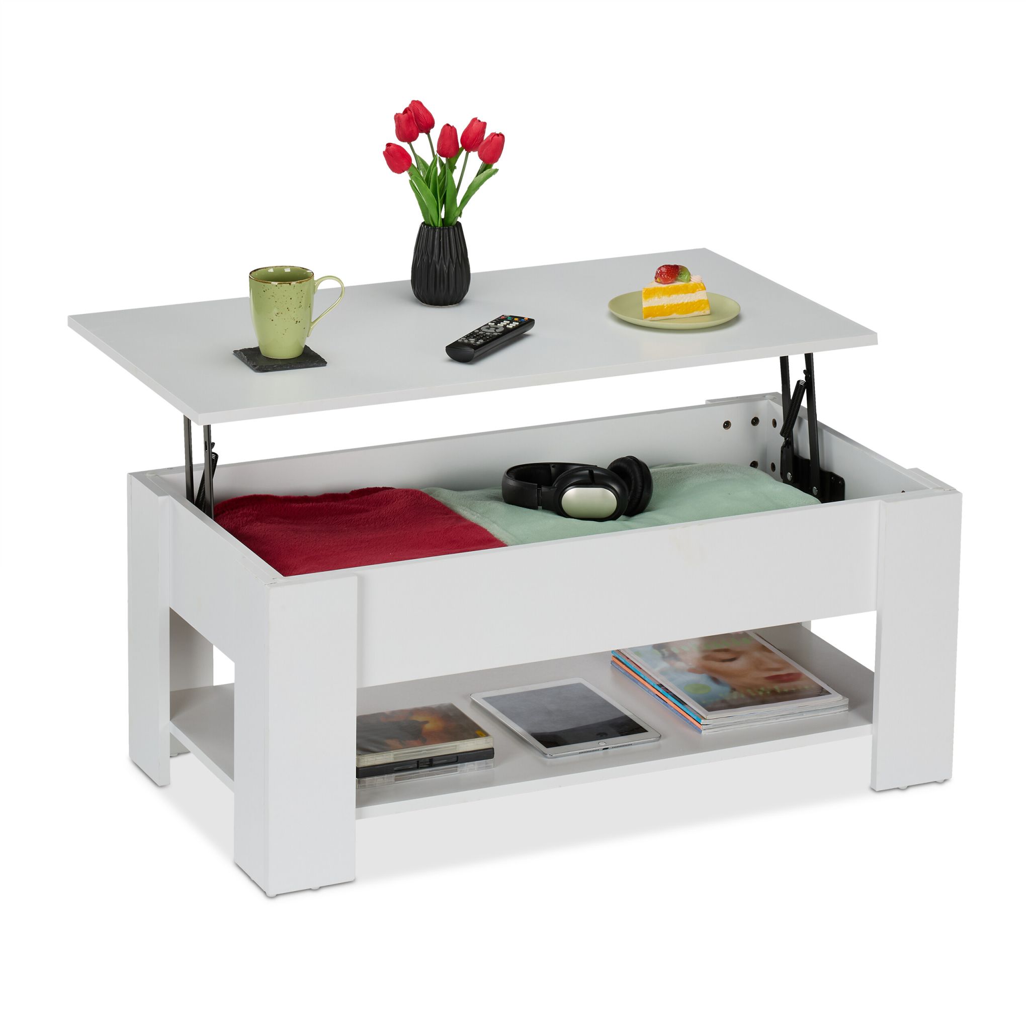 Aufklappbarer Couchtisch Weiss