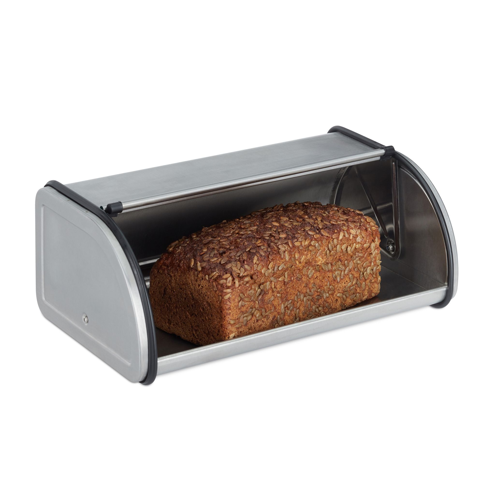 Brotkasten Edelstahl Schwarz-Silber