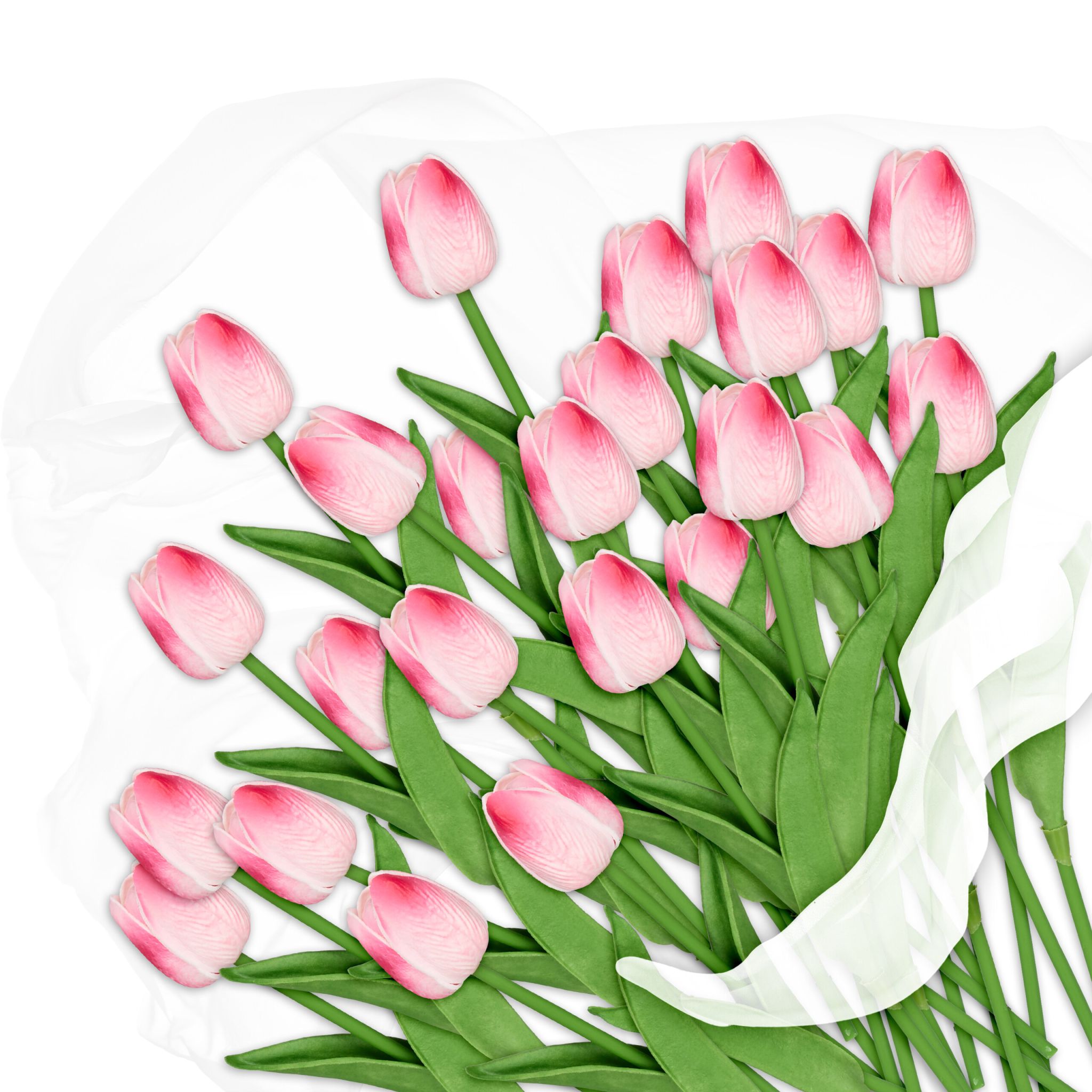 Künstliche Tulpen 24er-Set Grün-Pink