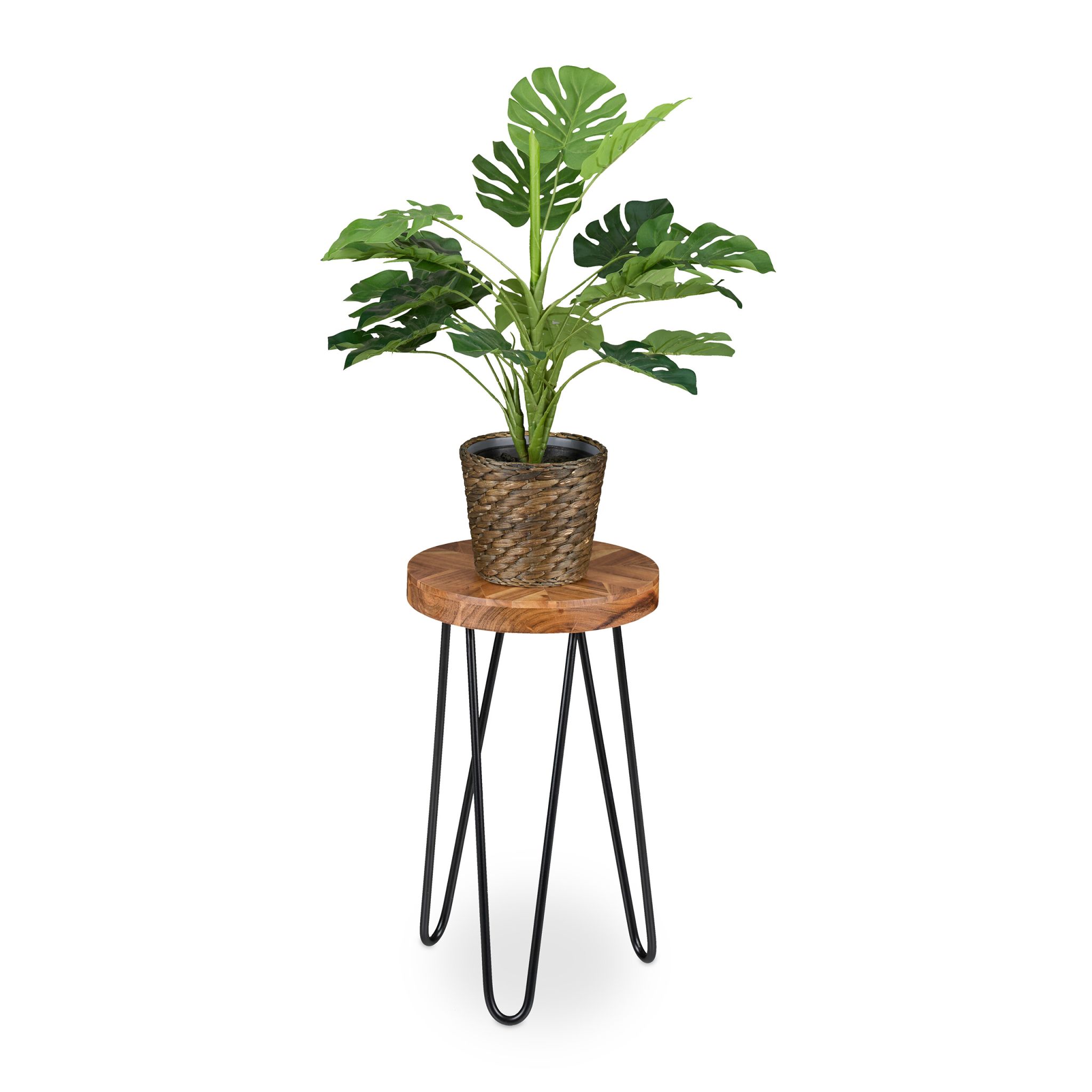Retro Blumenhocker Akazie Dunkelbraun-Schwarz
