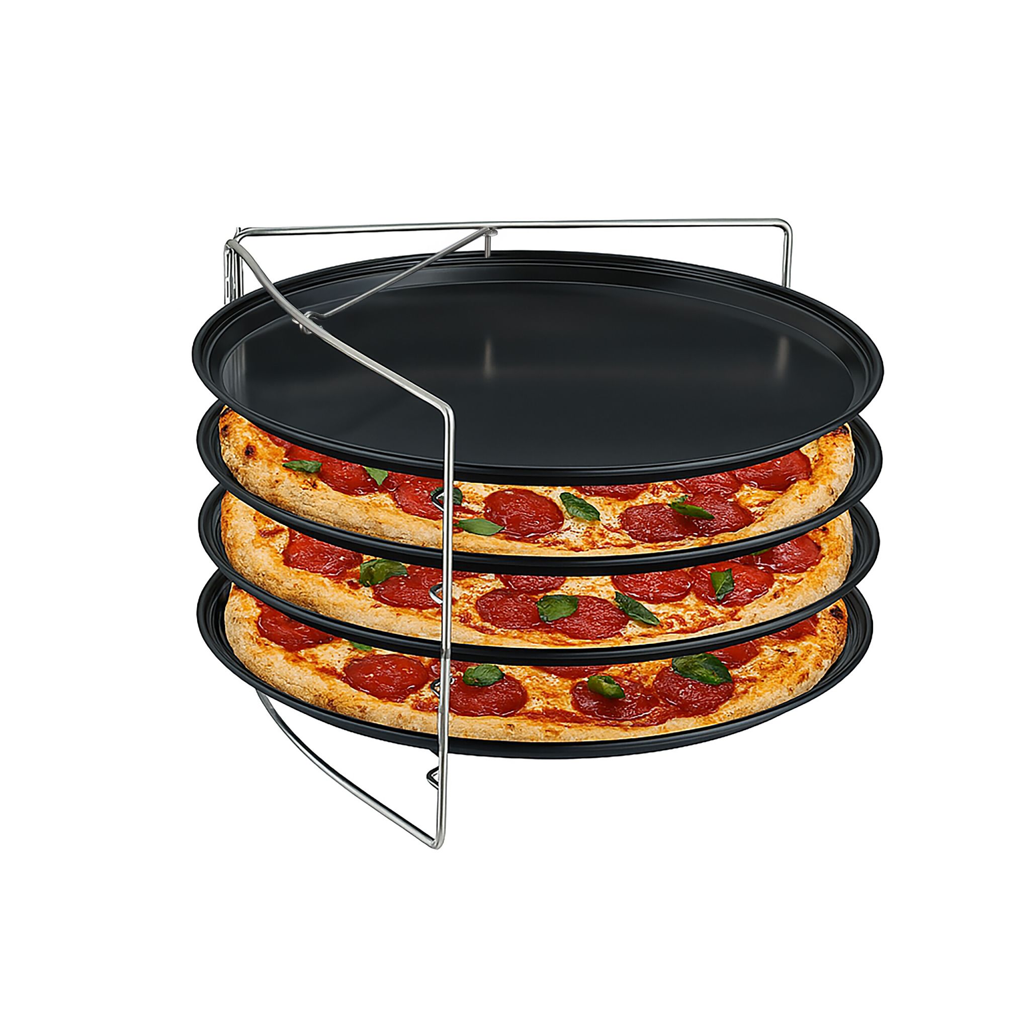 Pizzablech 4er-Set mit Gestell Anthrazit-Silber