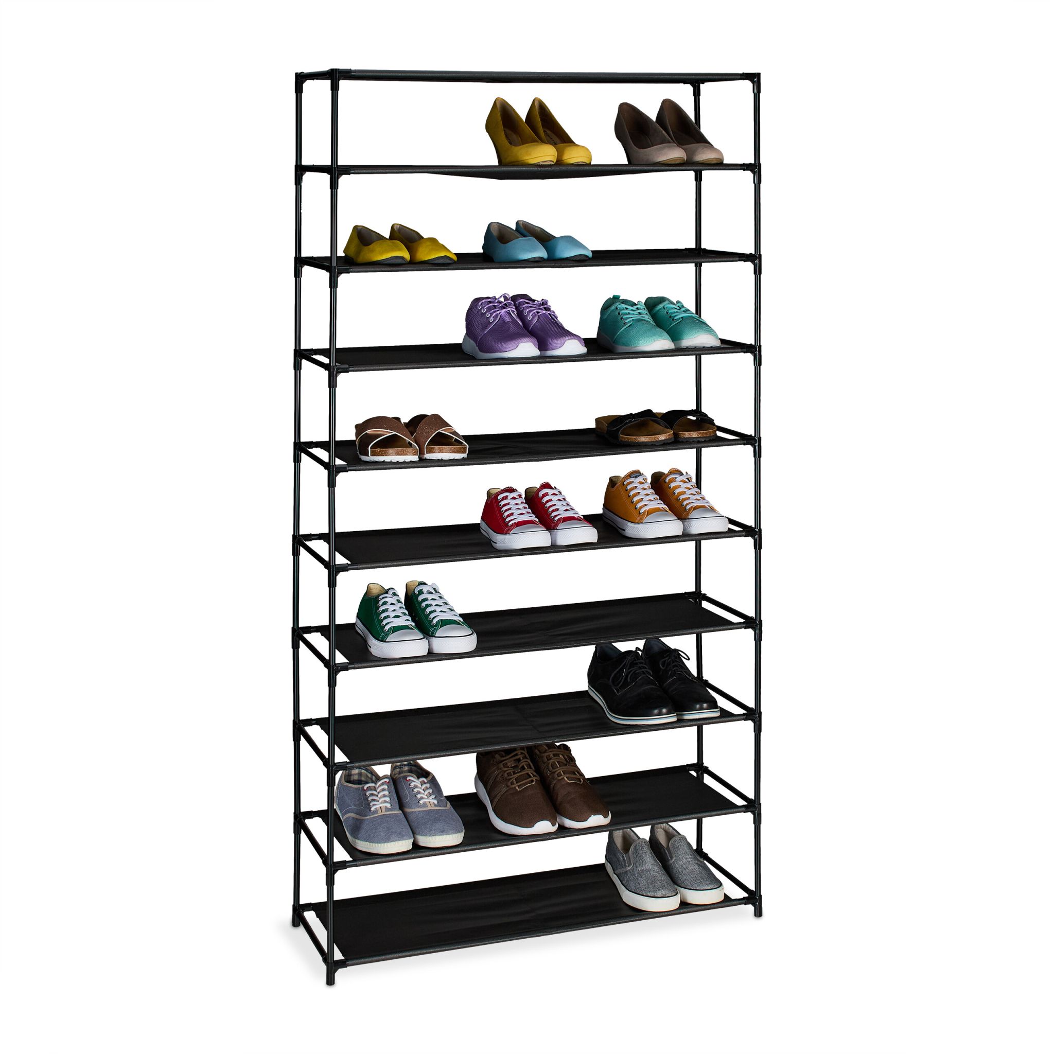 Schuhregal mit Stoffebenen Schwarz