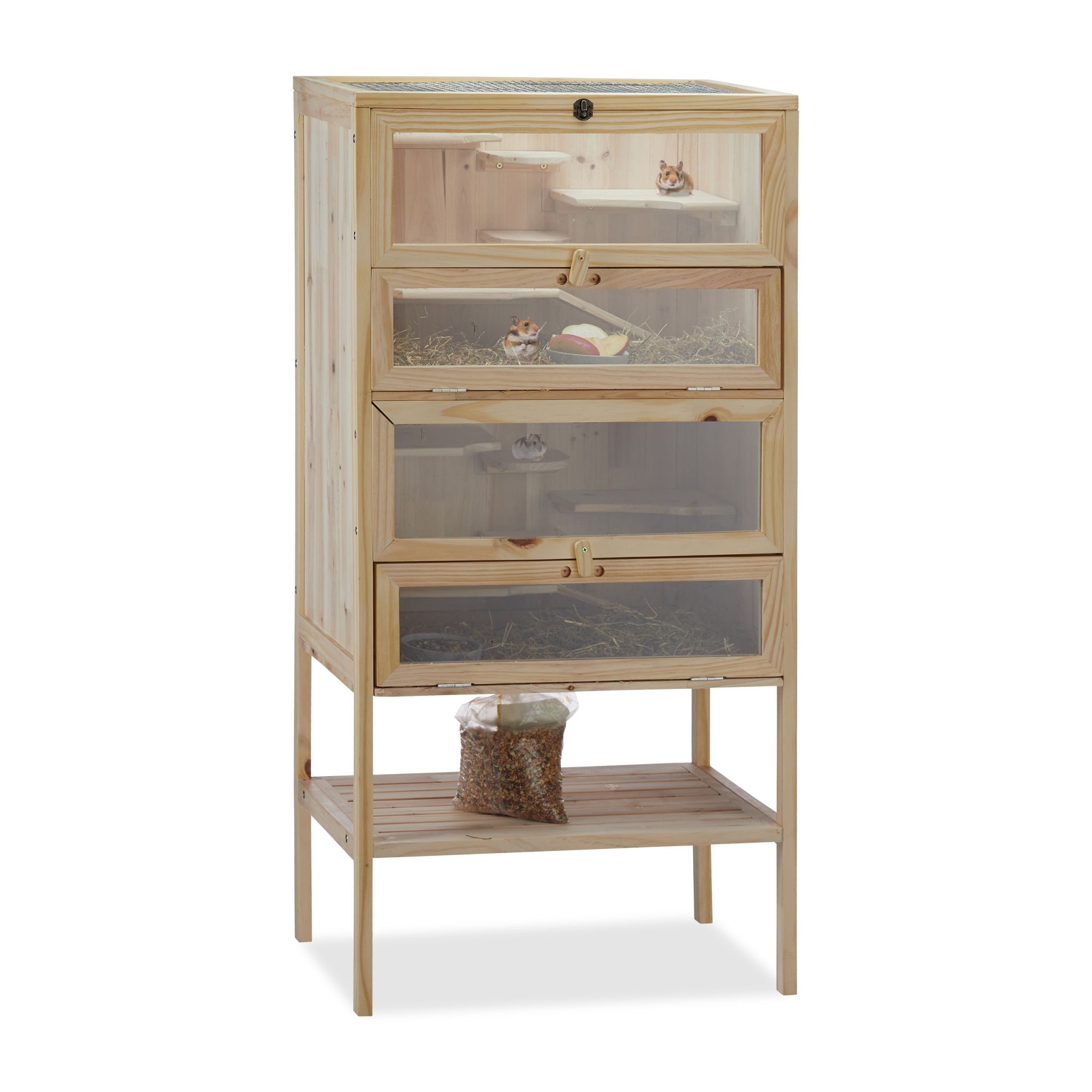 Hamsterkäfig Holz Hellbraun-Transparent