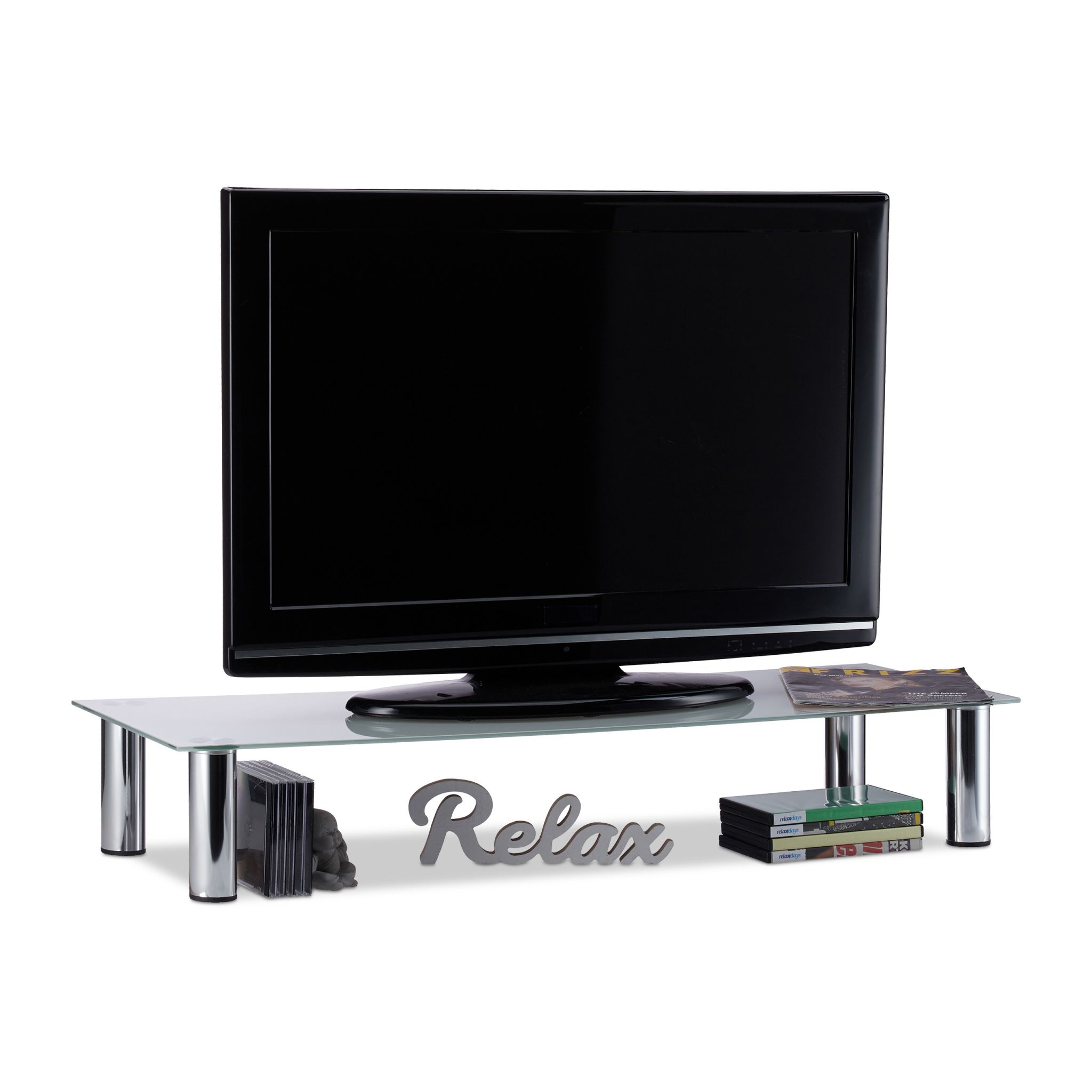 TV-Tisch Glas Silber-Transparent