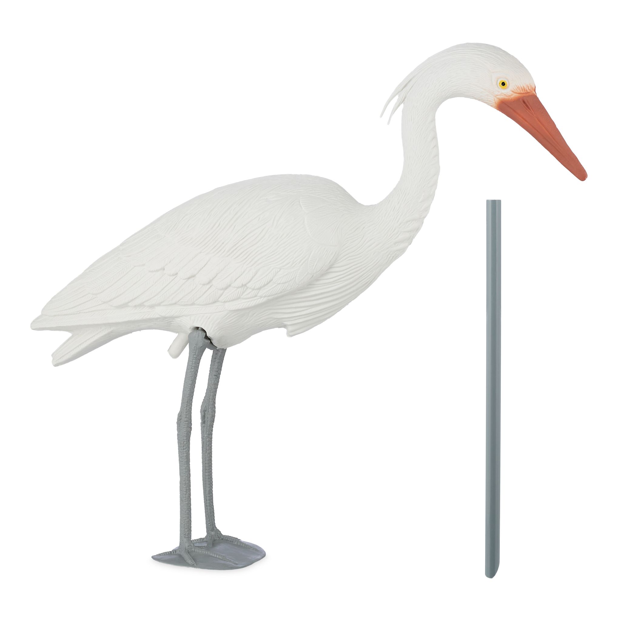 Gartendeko-Figur Reiher Weiss-Orange-Grau