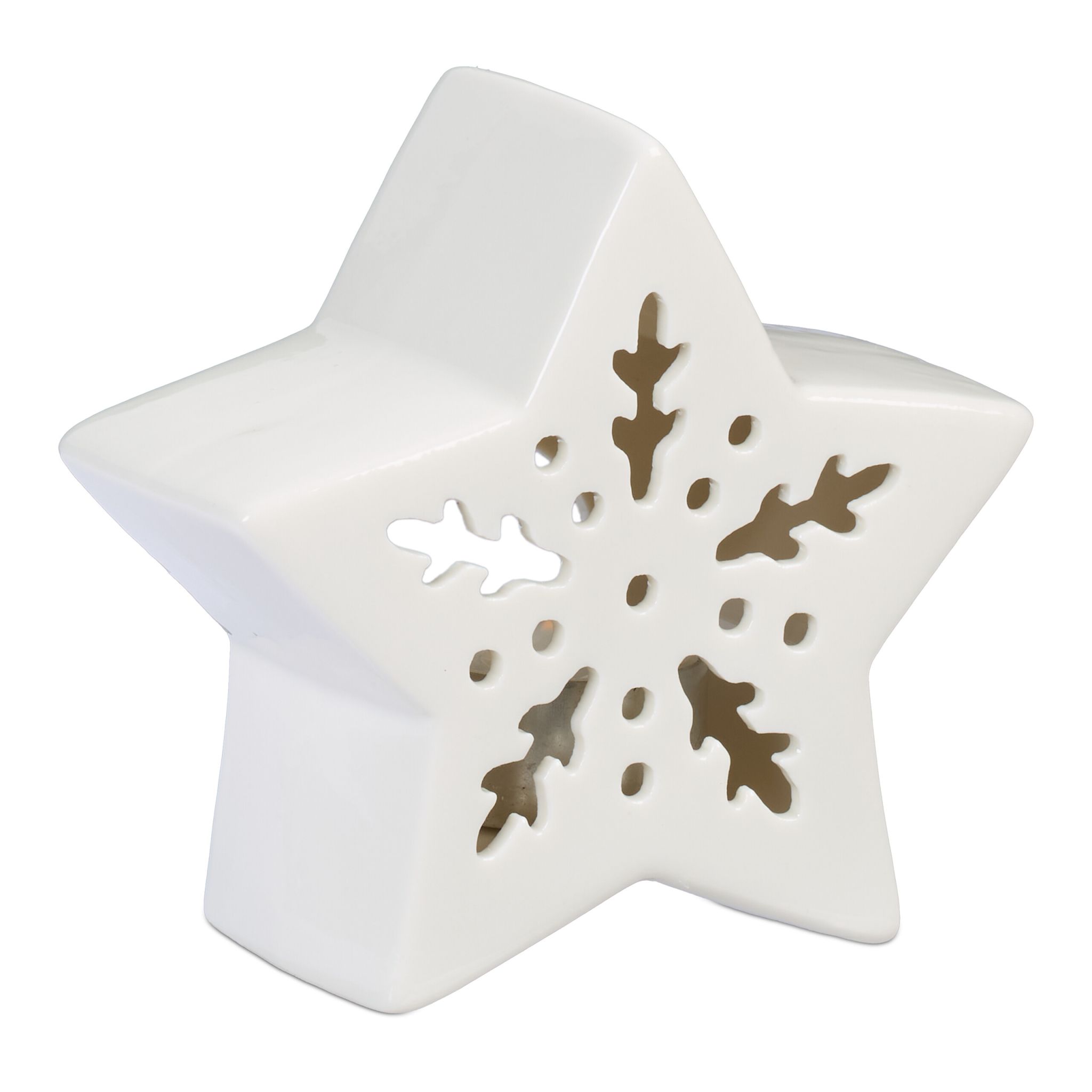 Teelichthalter Keramik in Sternform Weiss