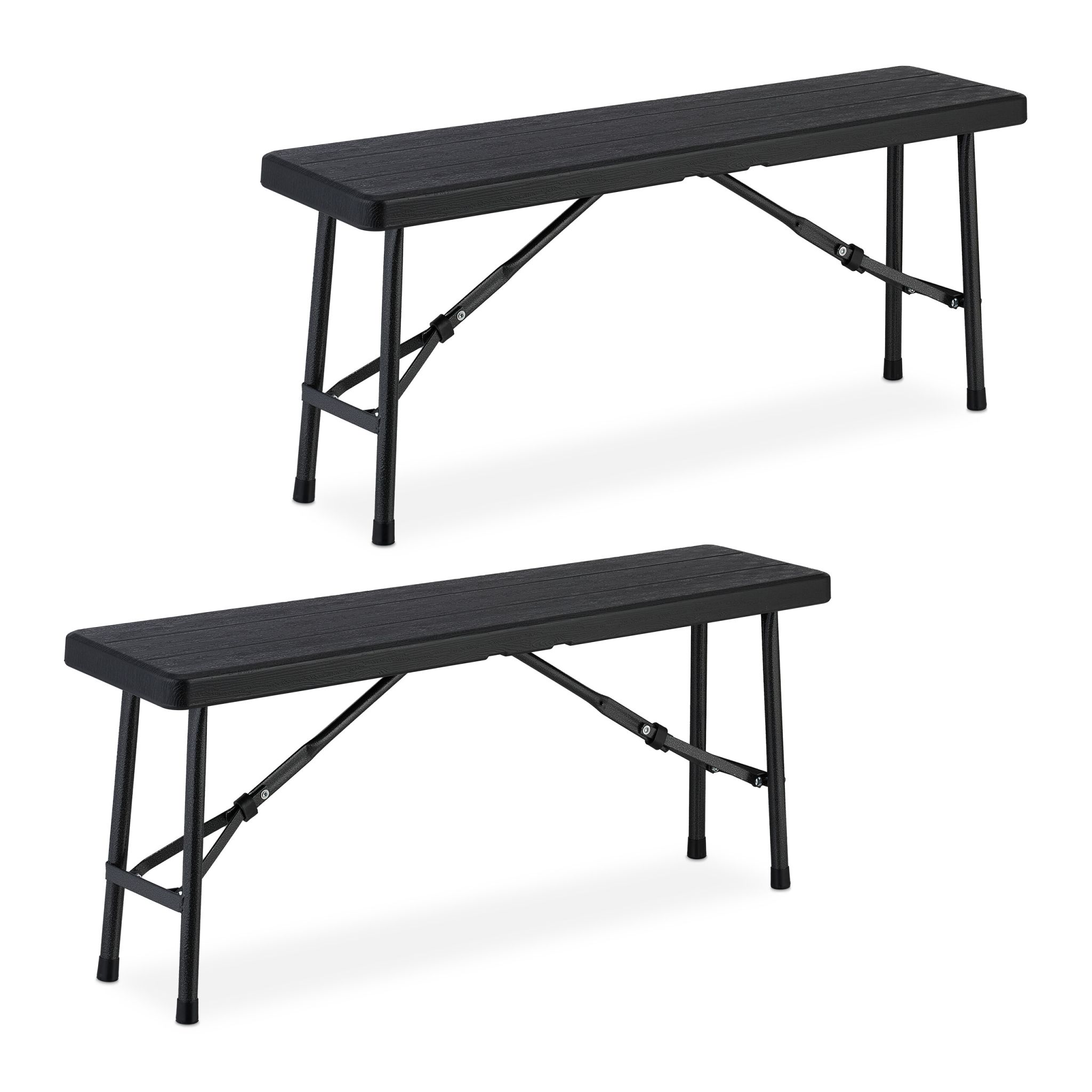Bierbank 2er-Set Holzoptik Schwarz