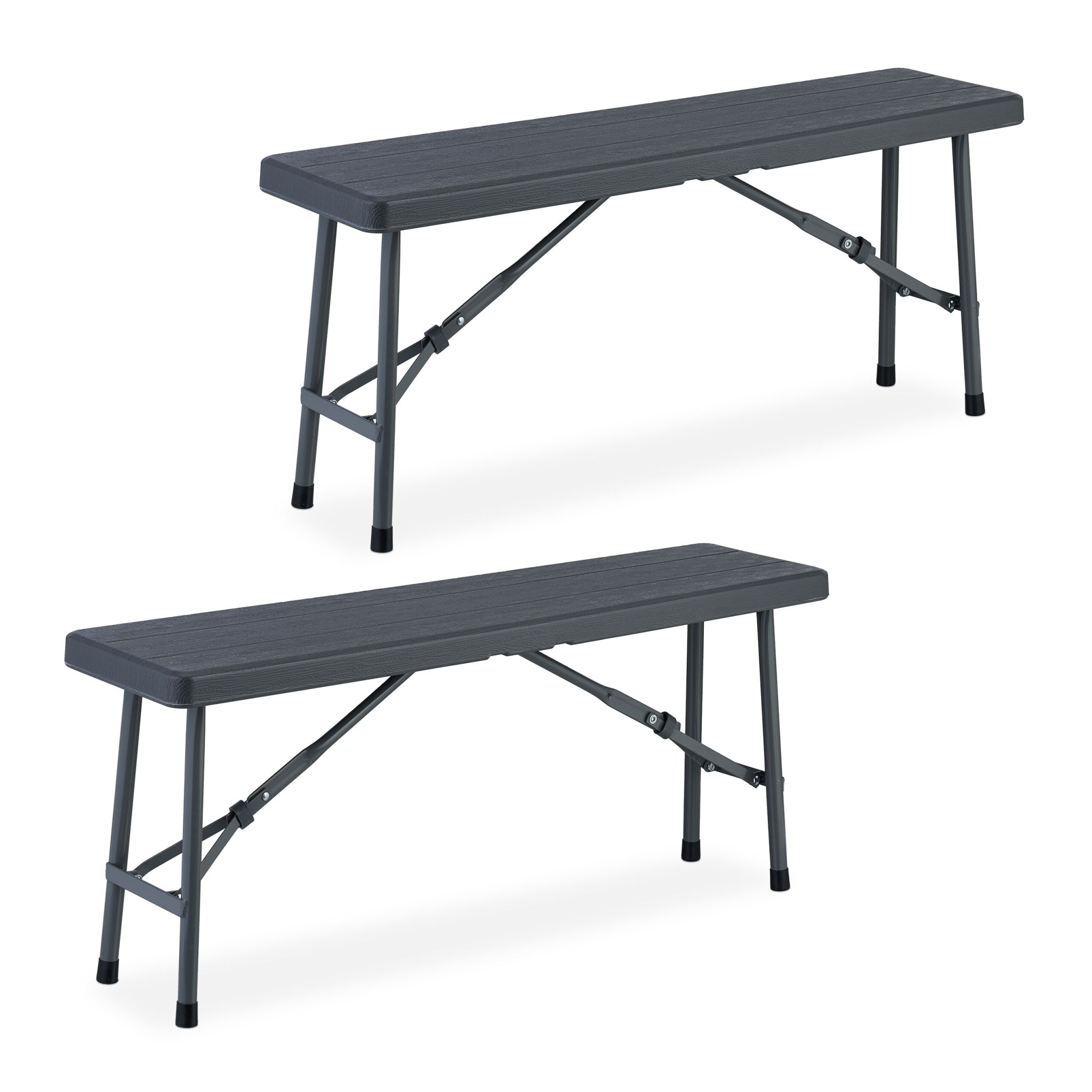 Bierbank 2er-Set Holzoptik Grau