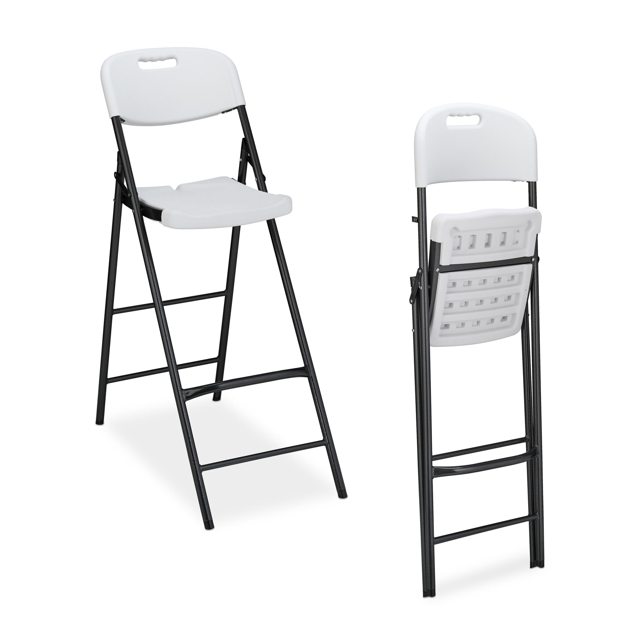 Klappbare Barhocker 2er-Set Weiss-Schwarz