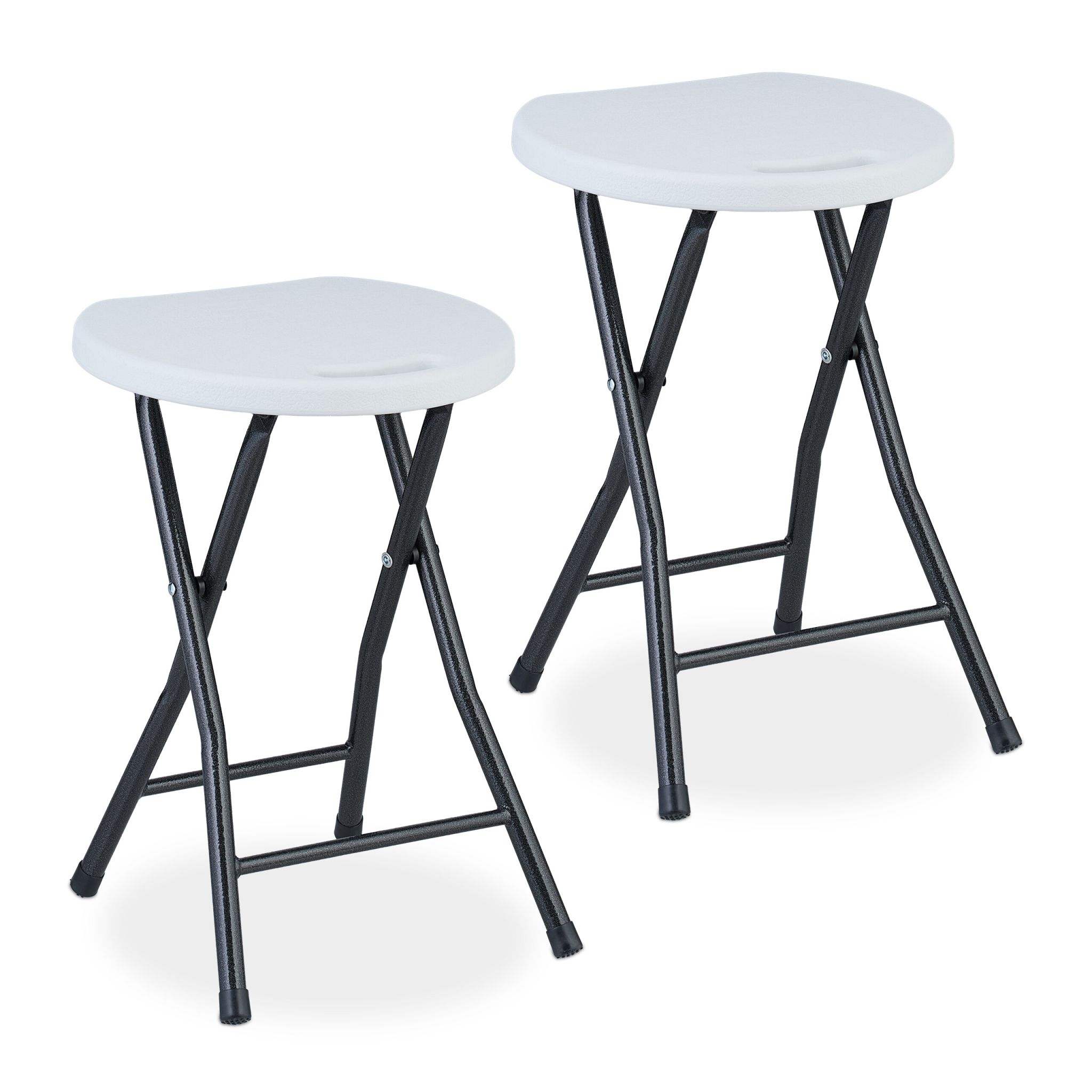 Klapphocker 2er-Set Weiss-Schwarz