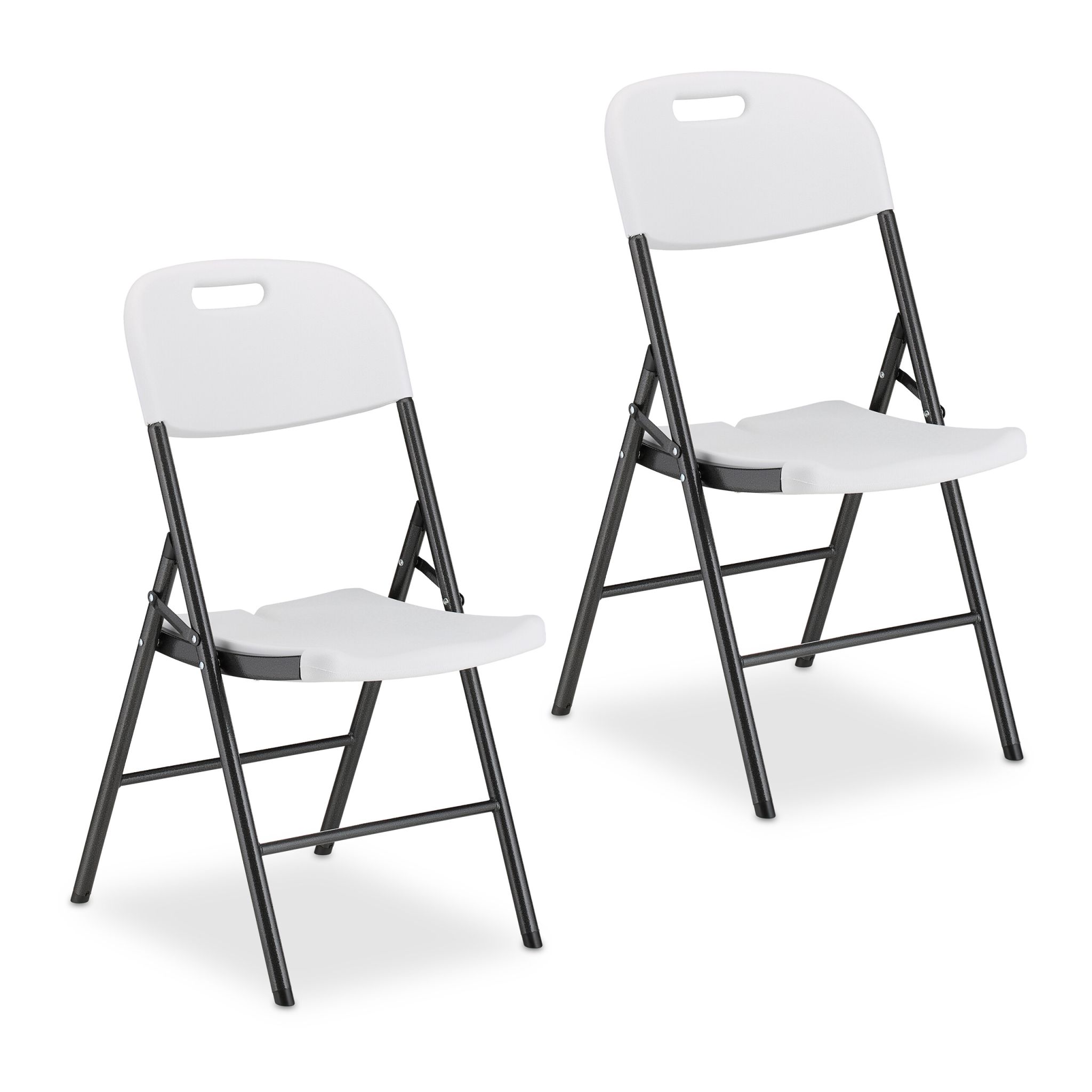 Klappstuhl für Garten 2er-Set Weiss-Schwarz
