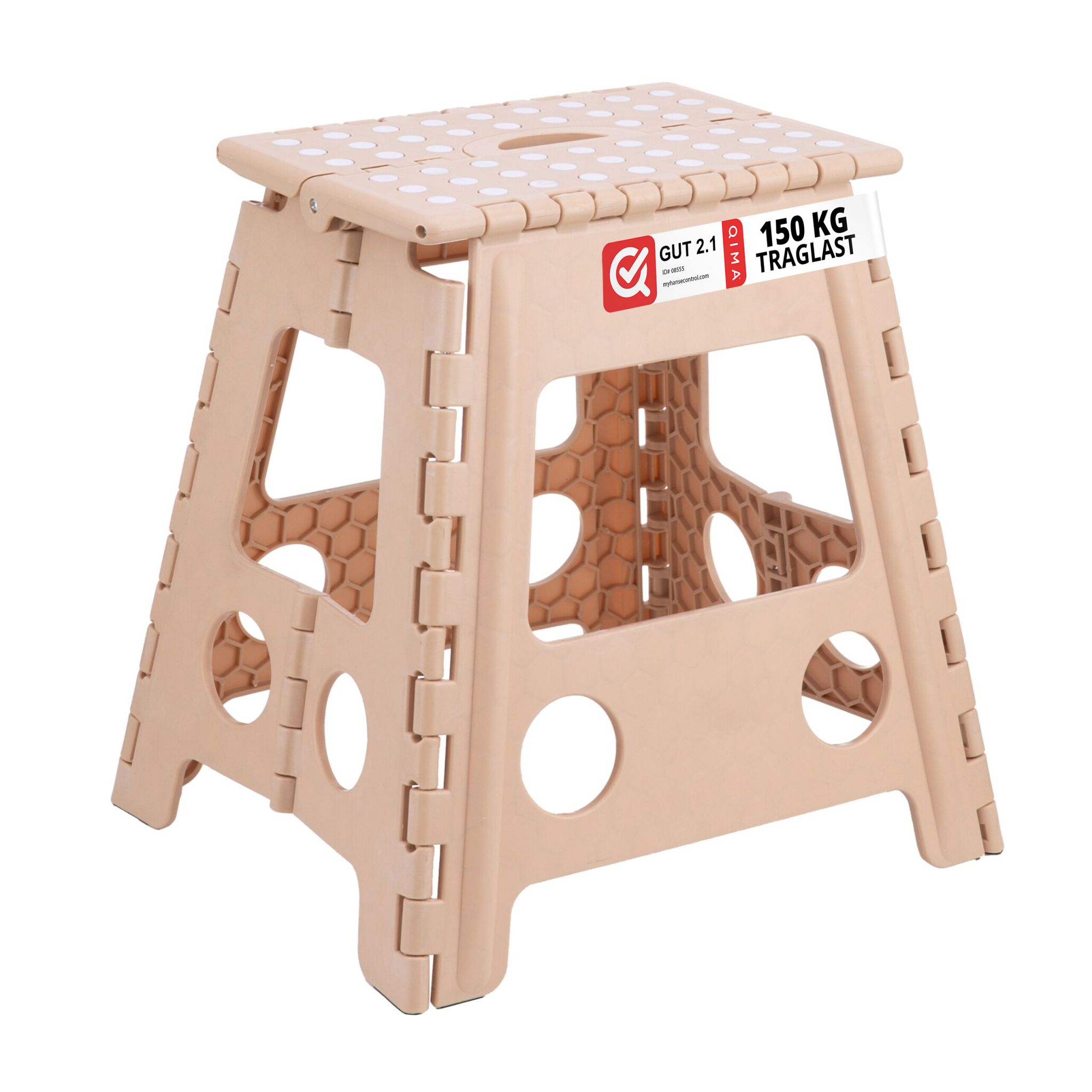 Klapphocker faltbar XL Beige-Weiss