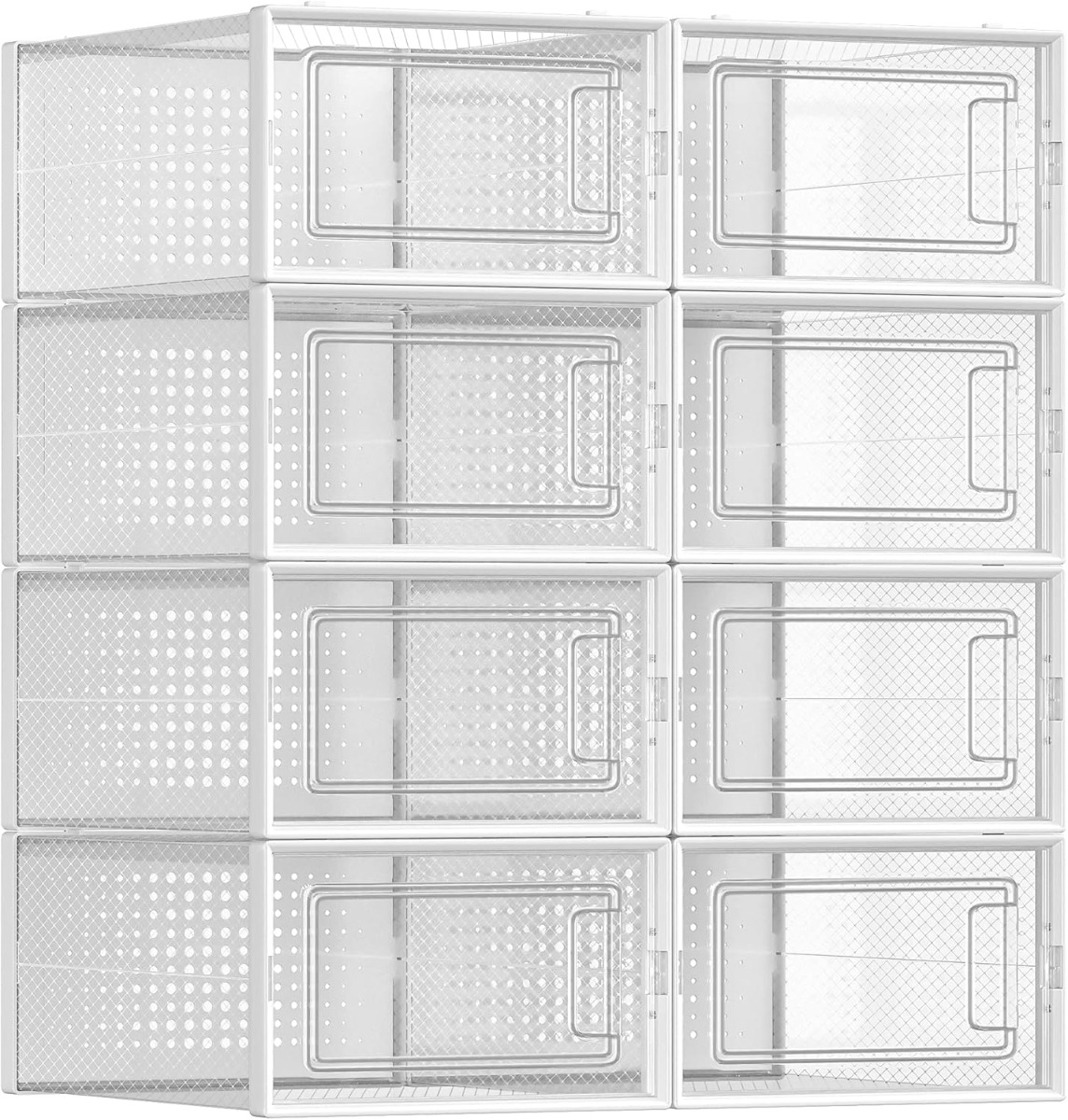 Schuhboxen 8er Set Kunststoff Faltbar Transparent Weiss