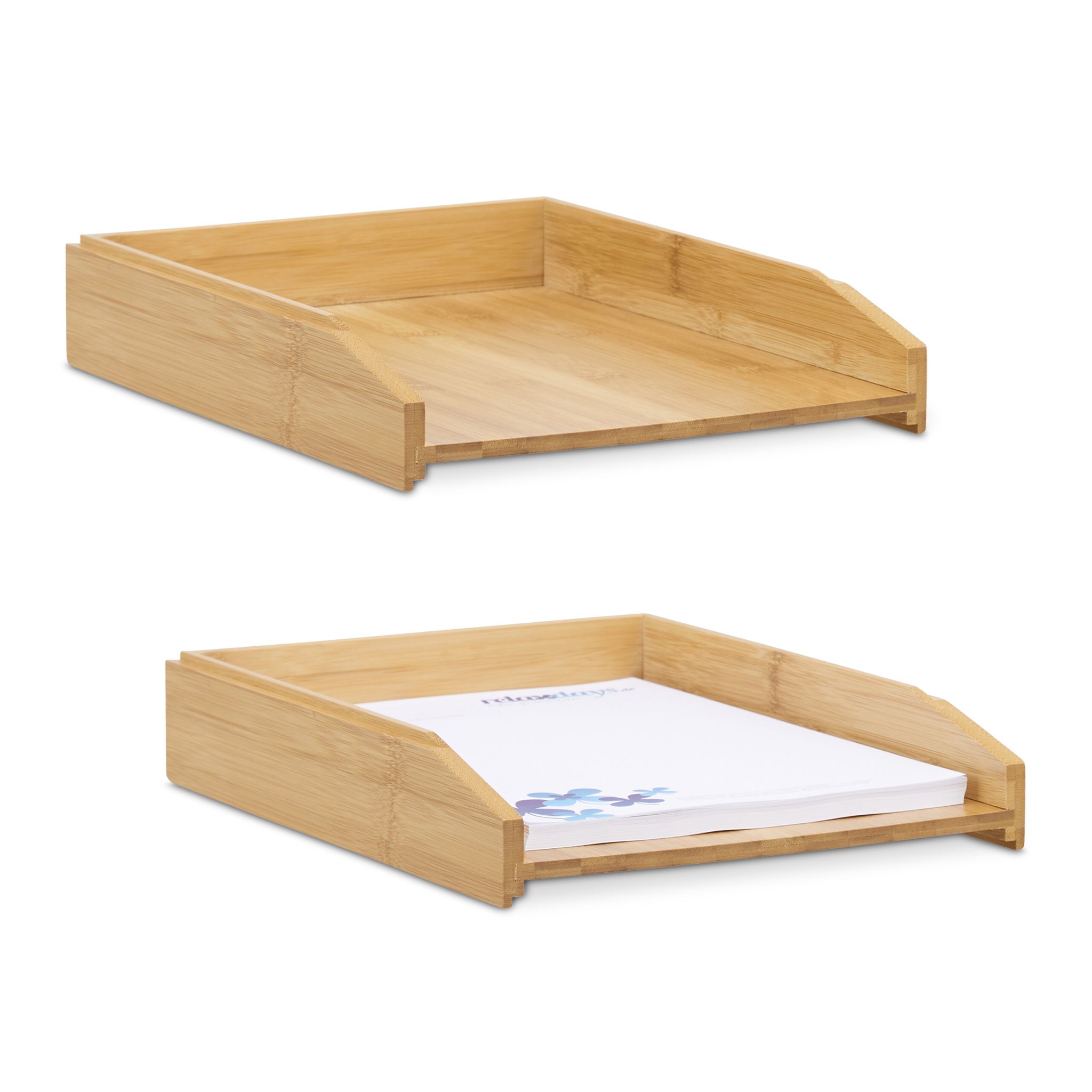 Stapelbare Briefablage 2er-Set Hellbraun