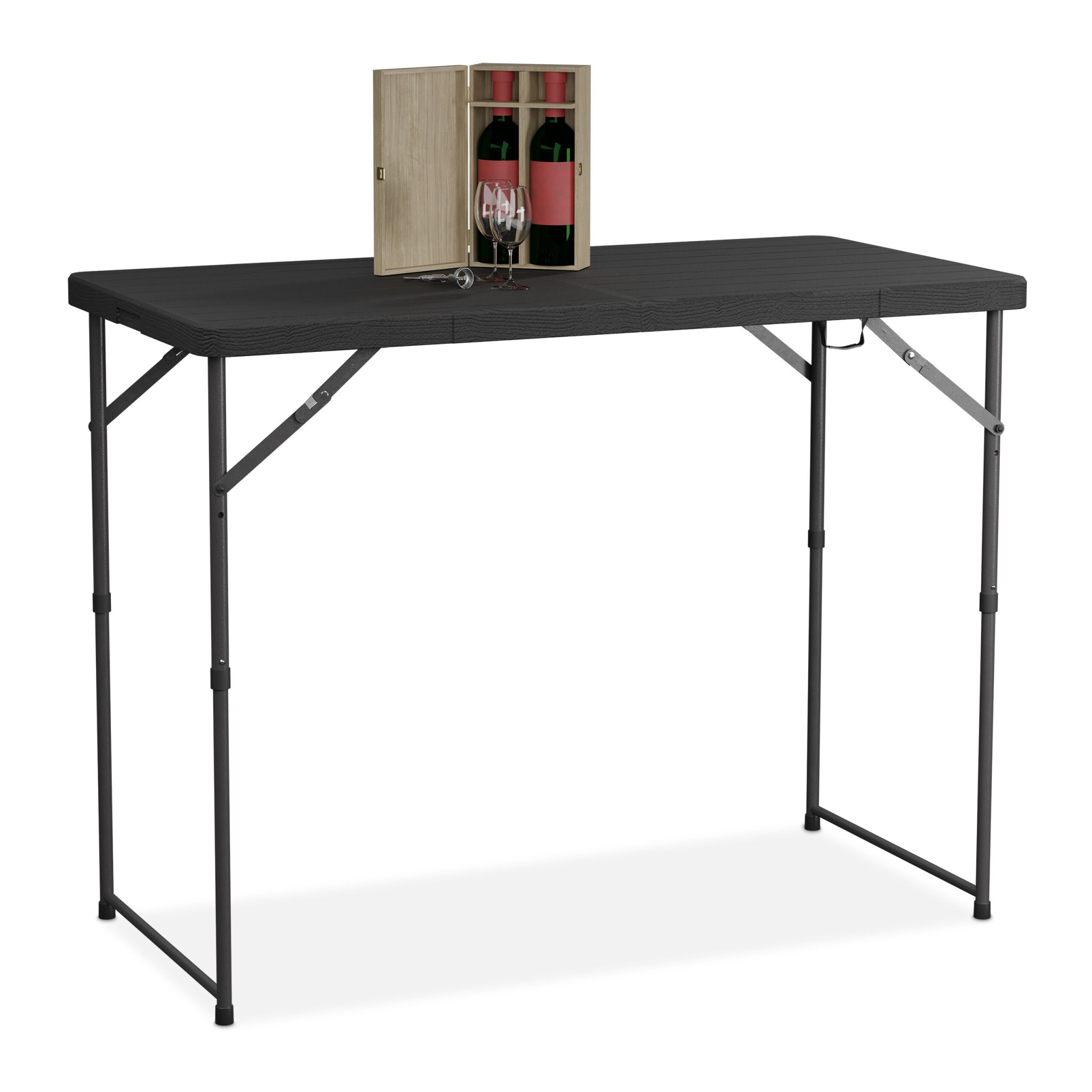 Gartentisch klappbar höhenverstellbar Schwarz