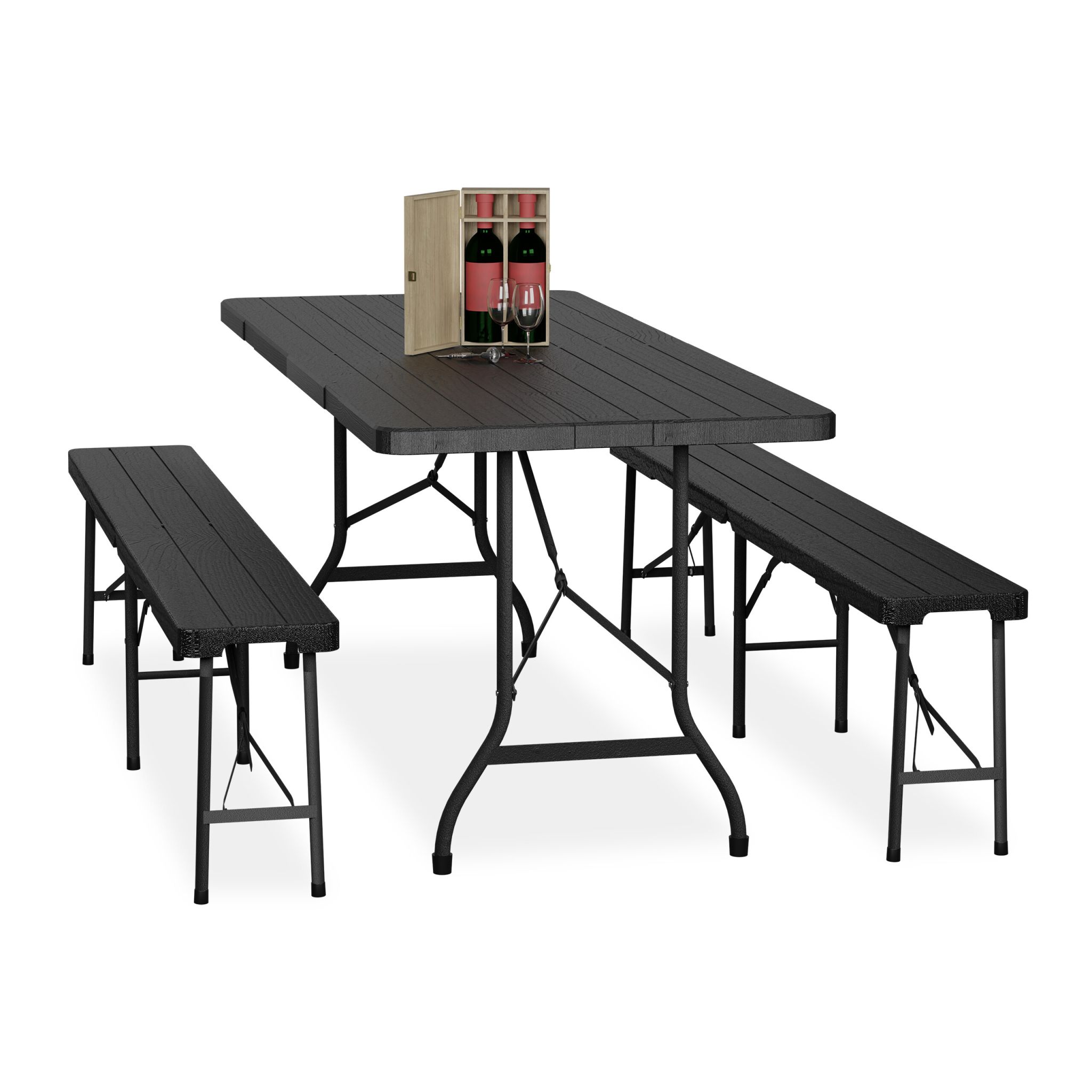 Bierzeltgarnitur klappbar 3-tlg. Schwarz