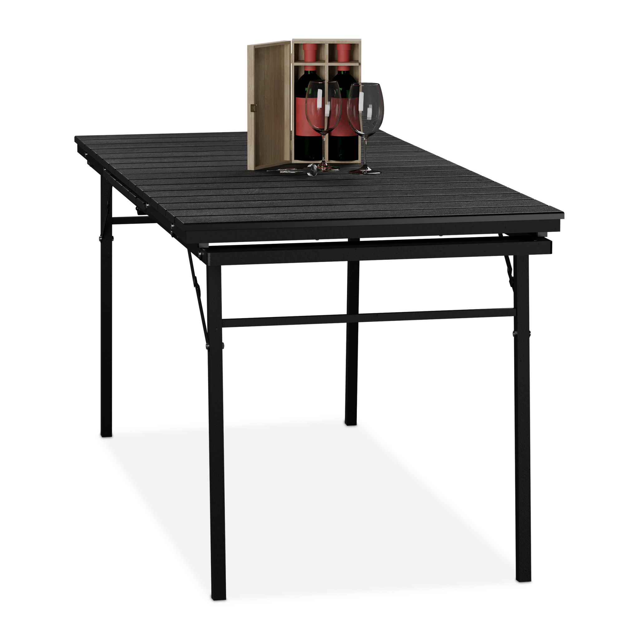 Gartentisch klappbar ziehbar Schwarz
