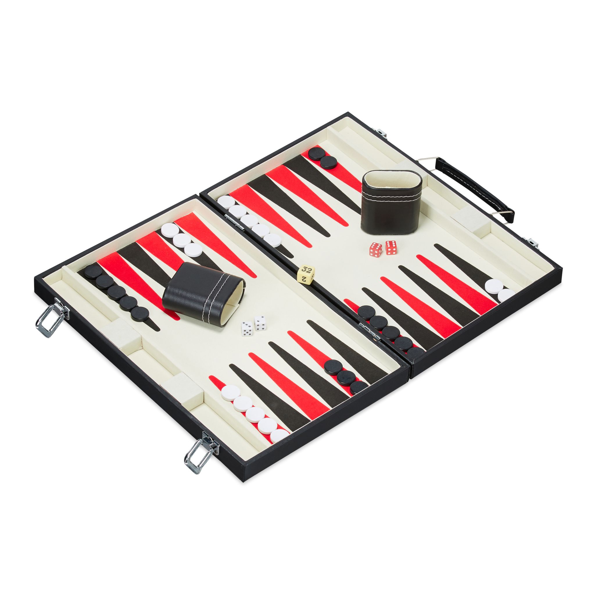 Backgammon Koffer Weiss-Rot-Schwarz